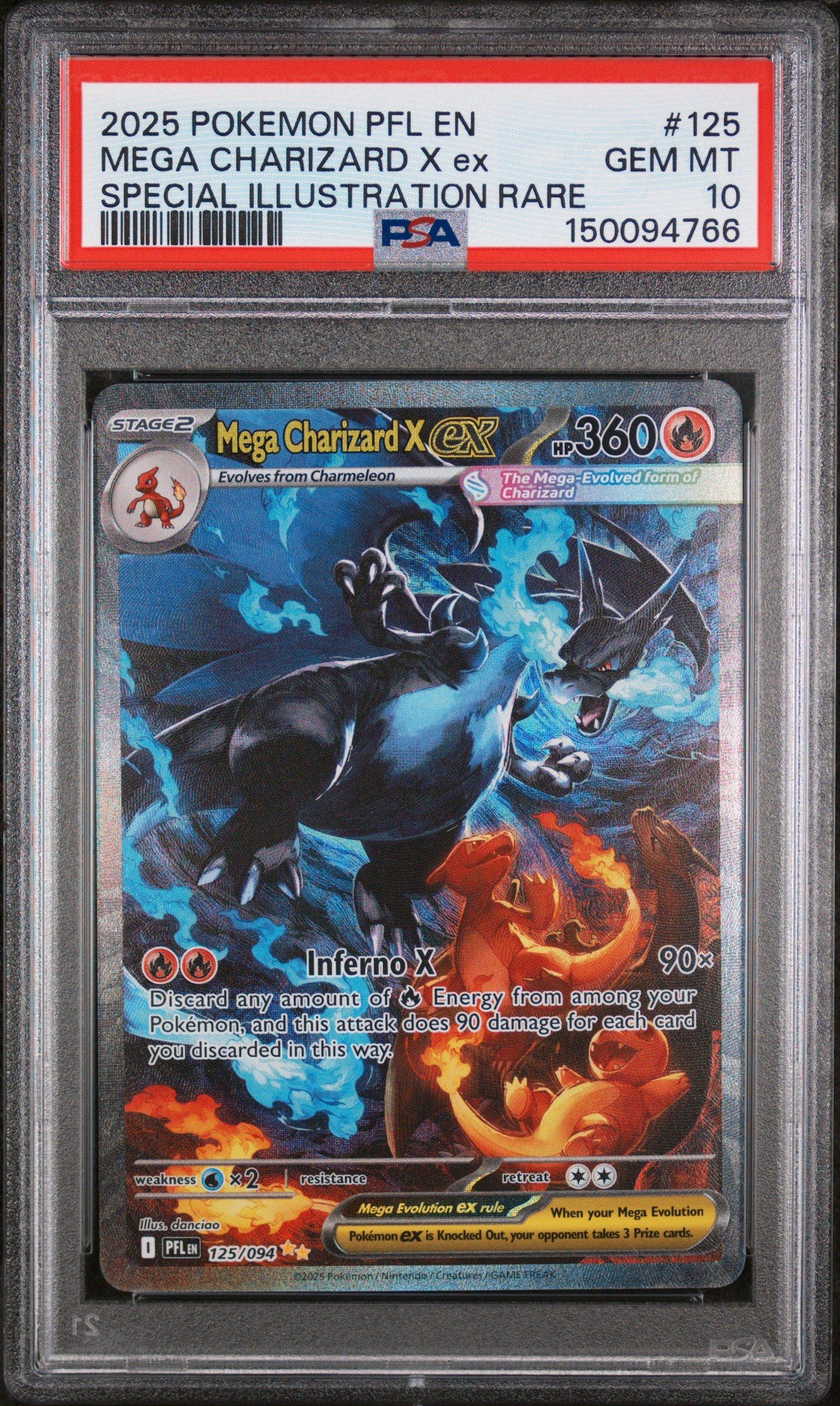 2025 ポケモン メガリザードンX ex PSA 10 2025 Pokemon Pfl En-phantasmal Flames 125 Mega Charizard X Ex