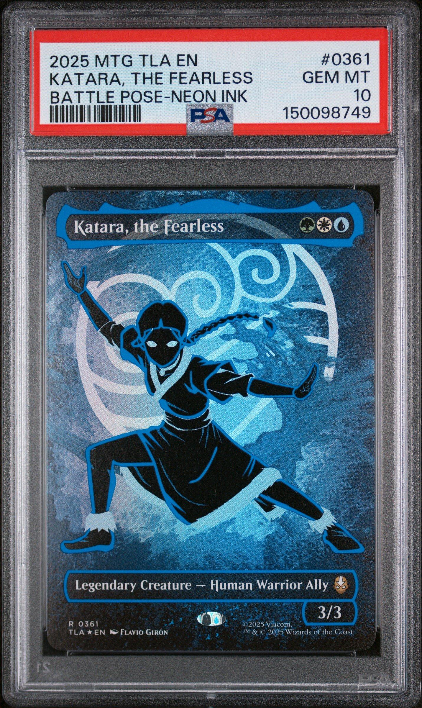 2025 Magic The Gathering Avatar: The Last Airbender 0361 Katara, The  Fearless Battle Pose Borderless-neon Ink PSA 10 Graded Card | GameStop