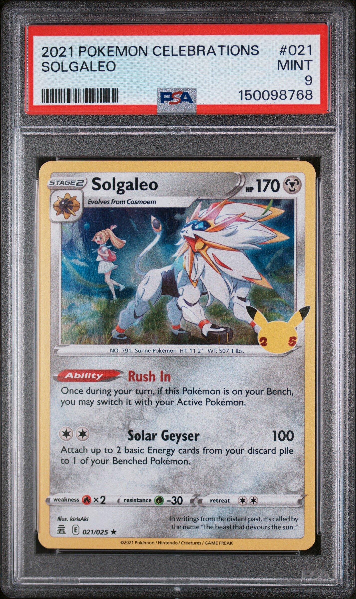 2021 Pokemon Celebrations 021 Solgaleo PSA 9 Graded Card | GameStop