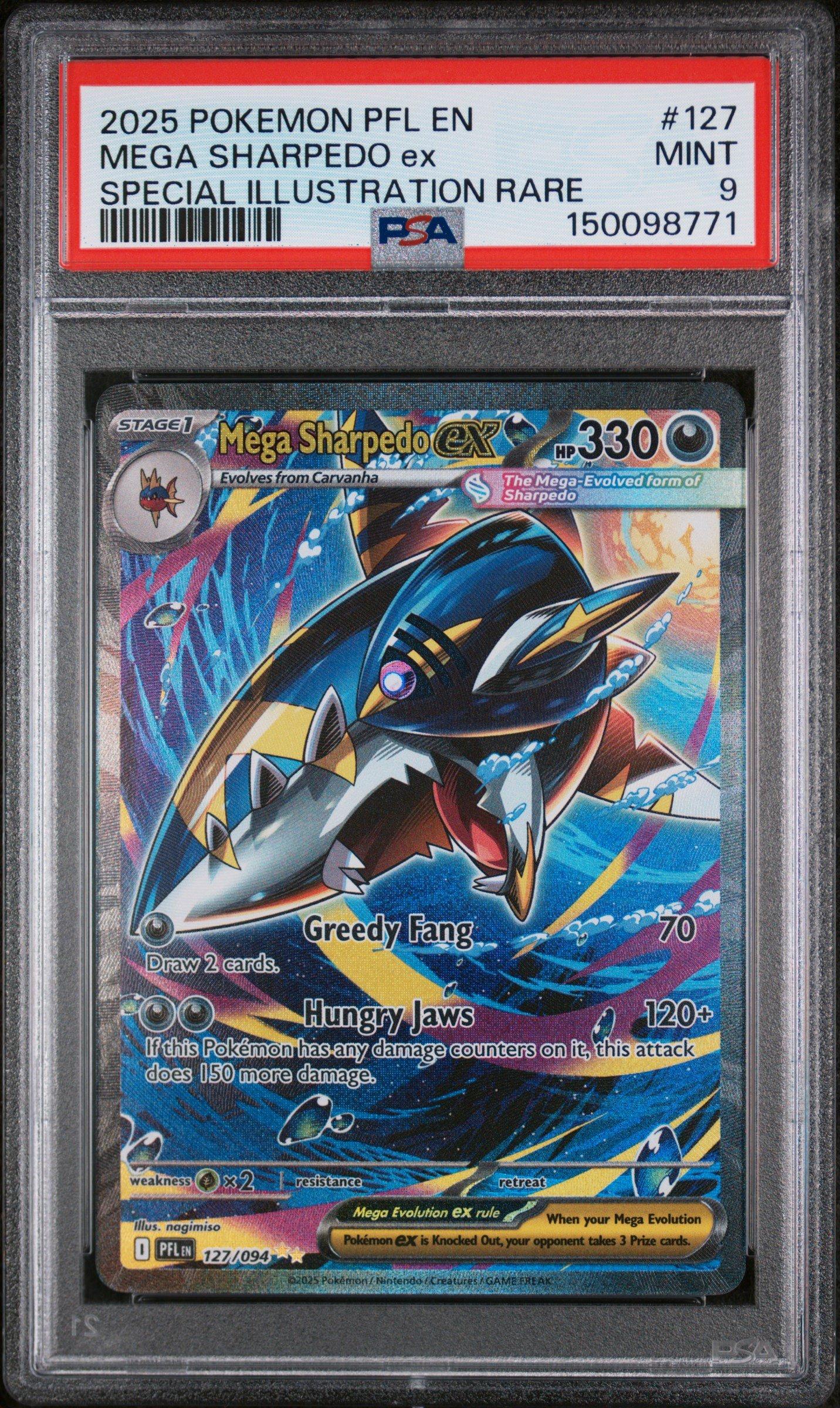 2025 Pokemon Pfl En-phantasmal Flames 127 Mega Sharpedo Ex Special  Illustration Rare PSA 9 Graded Card | GameStop