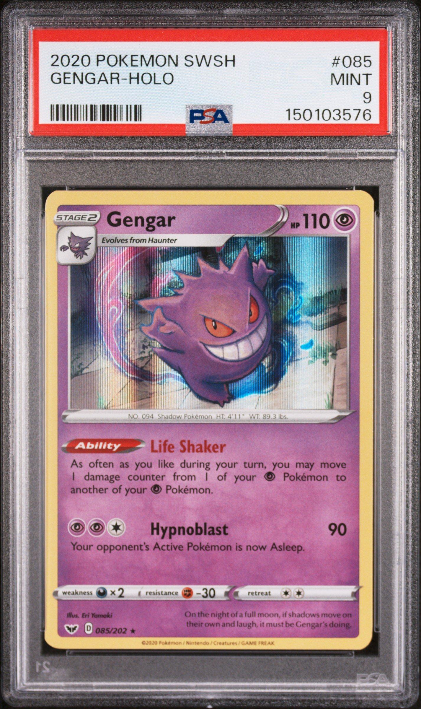2020 Pokemon Sword & Shield 085 Gengar-holo PSA 9 Graded Card
