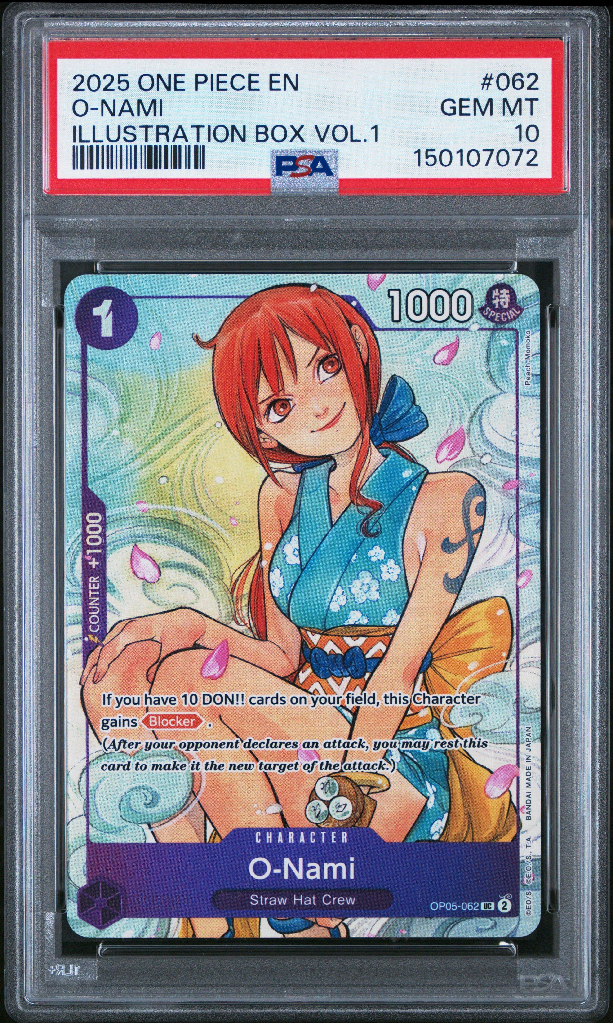 【本日限定sale】ONE PIECE 描き下ろしナミ&ビビ　psa10 2025 One Piece Promos 062 O-nami Illustration Box Vol.1 PSA 10