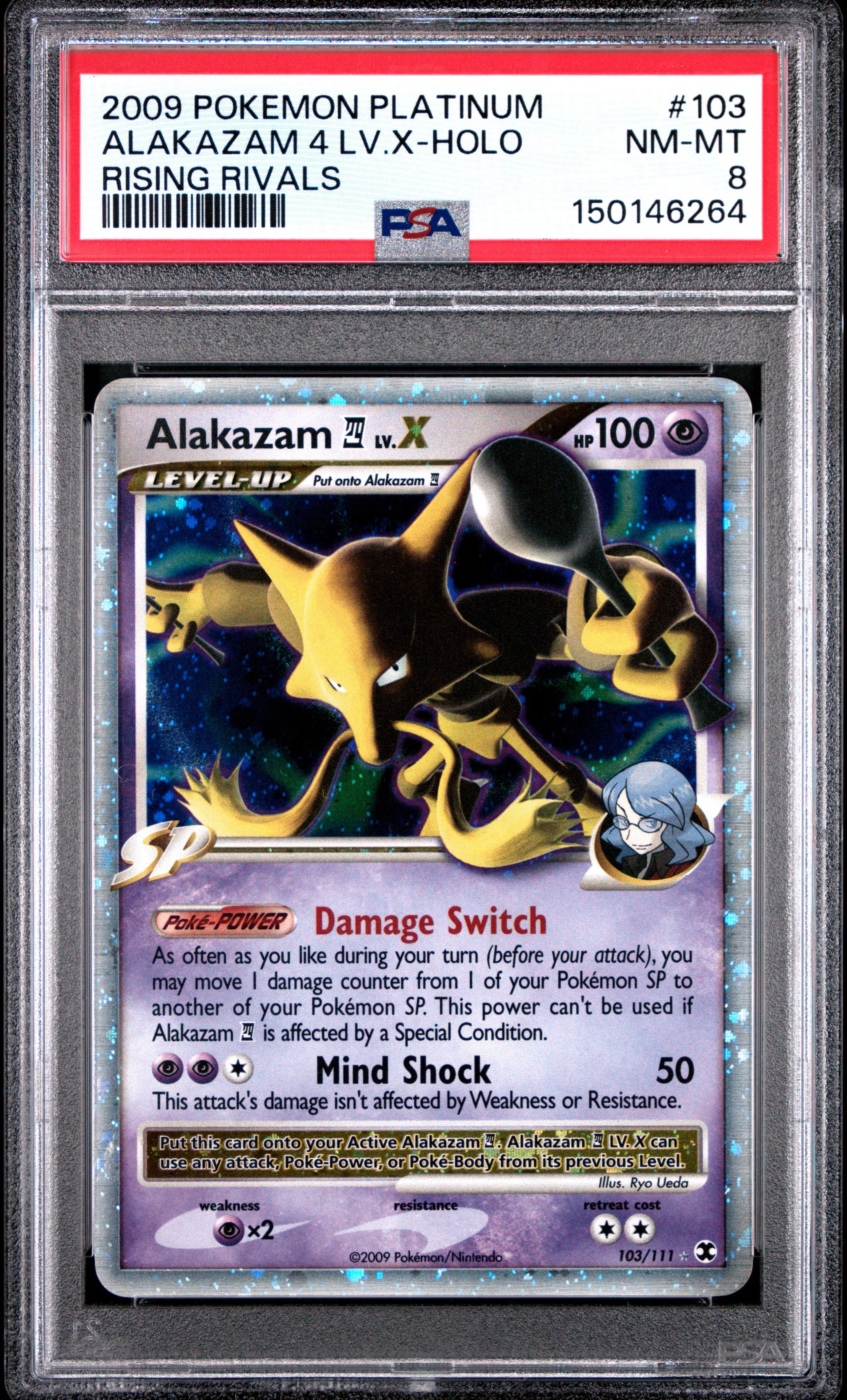 2009 Pokemon Platinum Rising Rivals 103 Alakazam 4 Lv.x-holo PSA 8