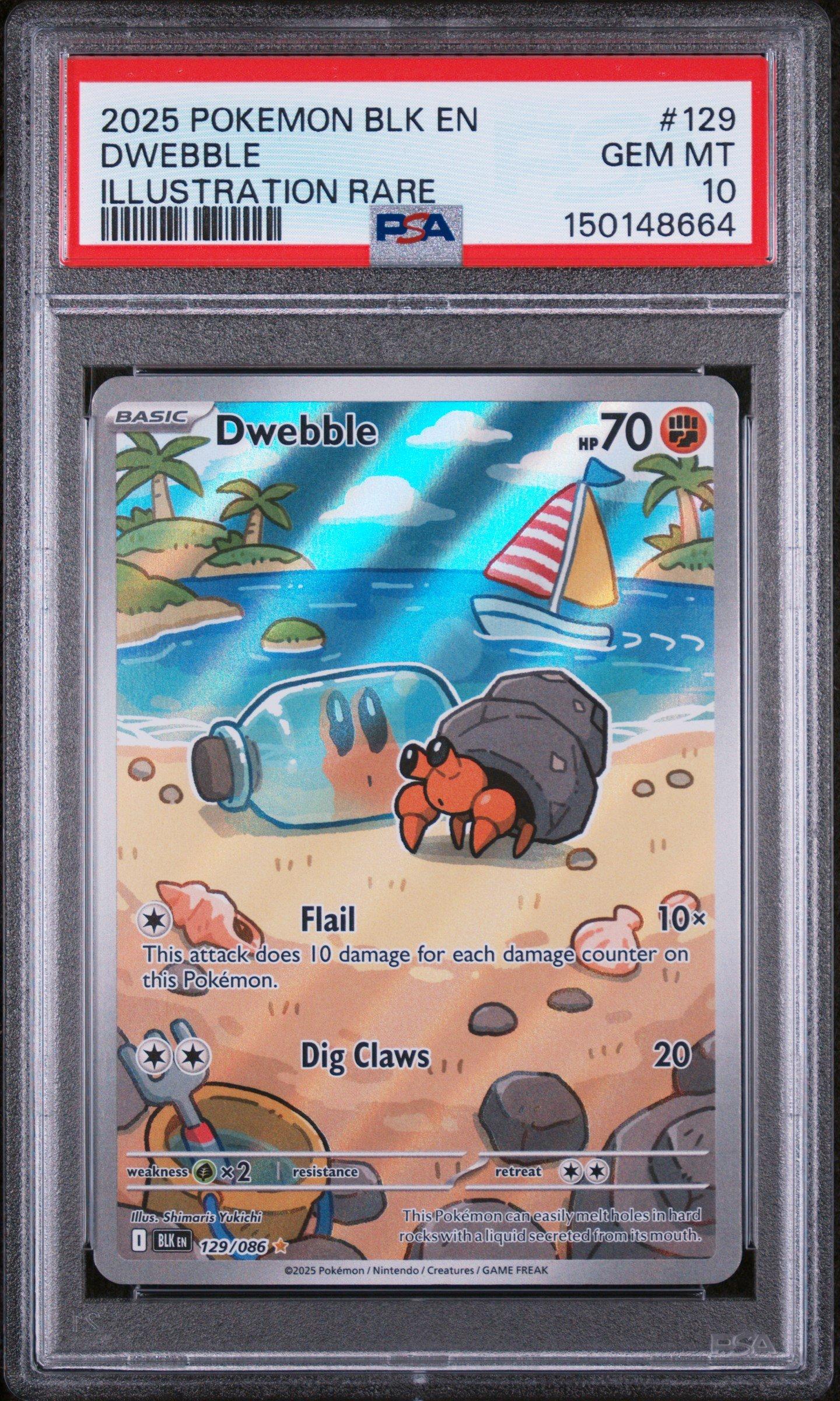 2025 Pokemon Blk En-black Bolt 129 Dwebble Illustration Rare PSA