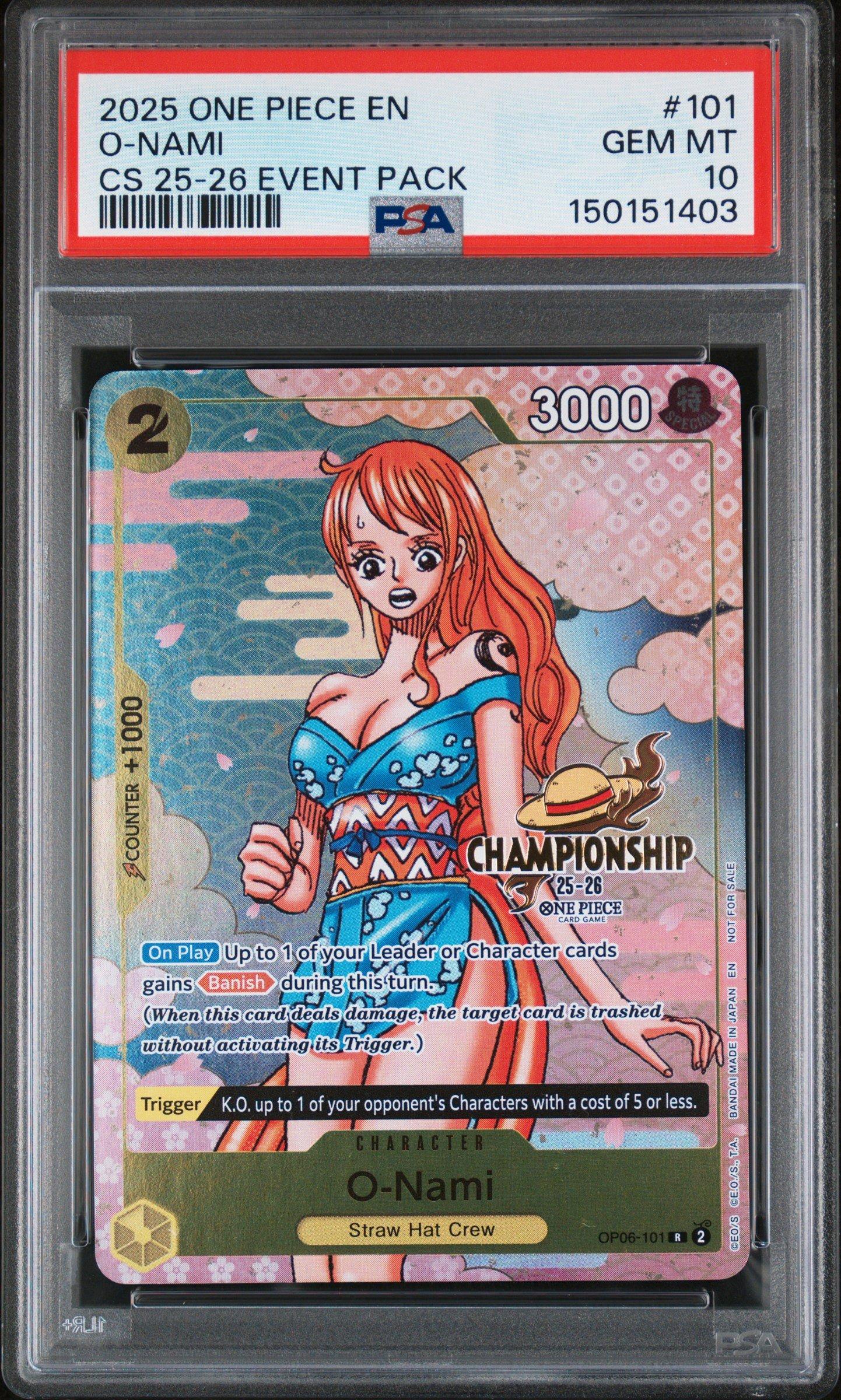 2025 One Piece Championship 2025-26 Event Pack 101 O-nami PSA 10