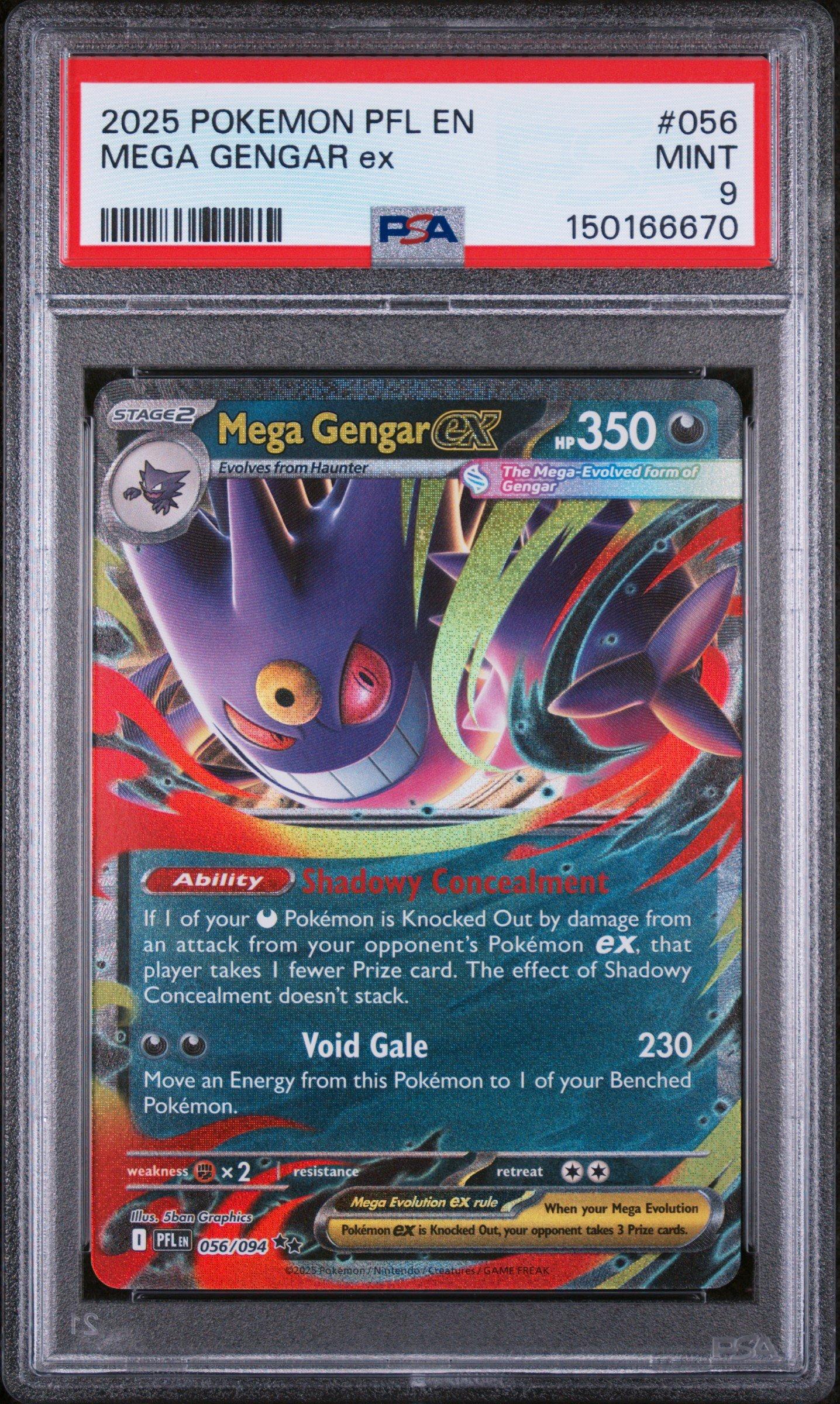 2025 Pokemon Pfl En-phantasmal Flames 056 Mega Gengar Ex PSA 9