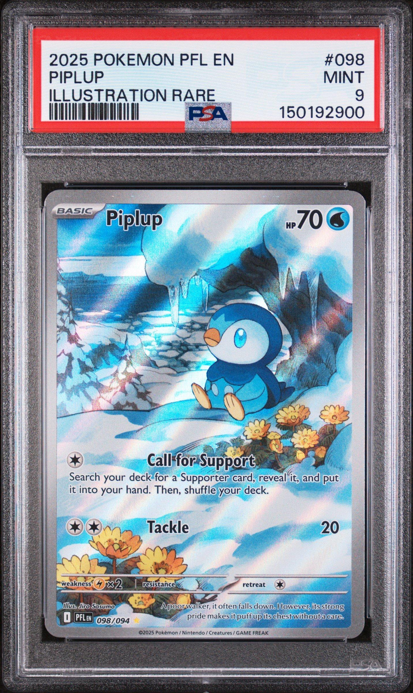 2025 Pokemon Pfl En-phantasmal Flames 098 Piplup Illustration Rare