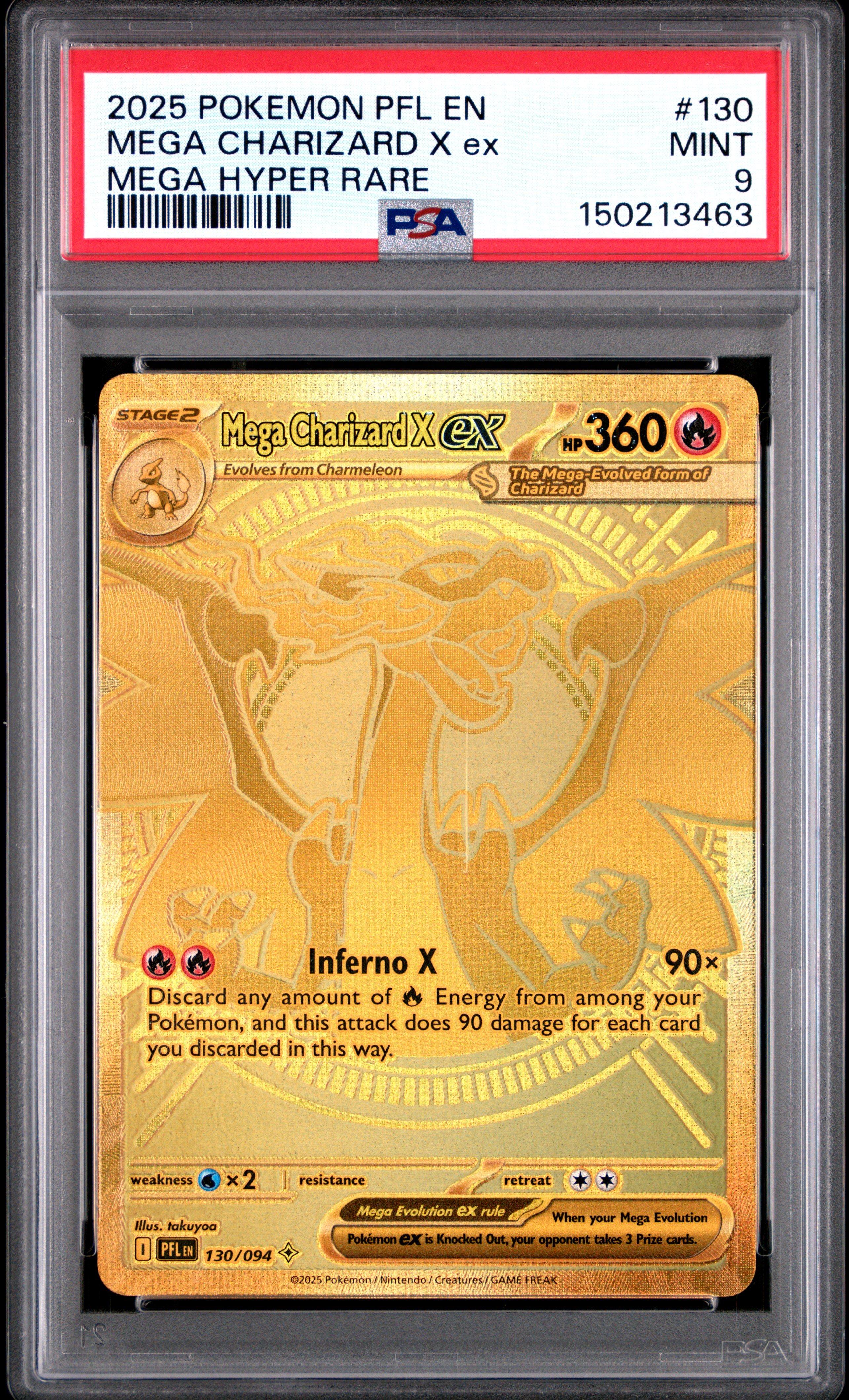 2025 Pokemon Pfl En-phantasmal Flames 130 Mega Charizard X Ex Mega