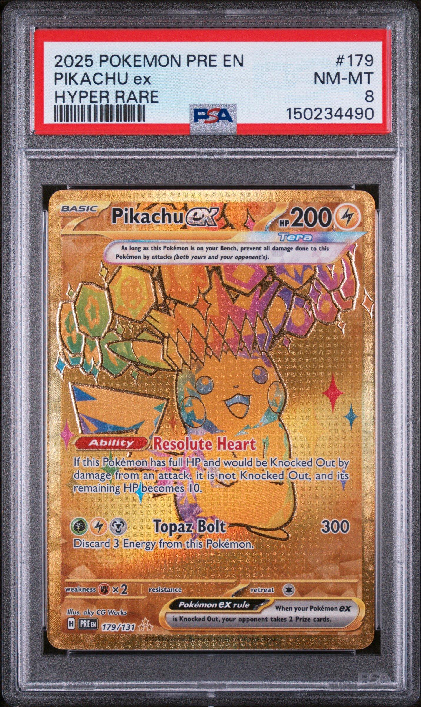 2025 Pokemon Pre En-prismatic Evolutions 179 Pikachu Ex Hyper Rare PSA 8