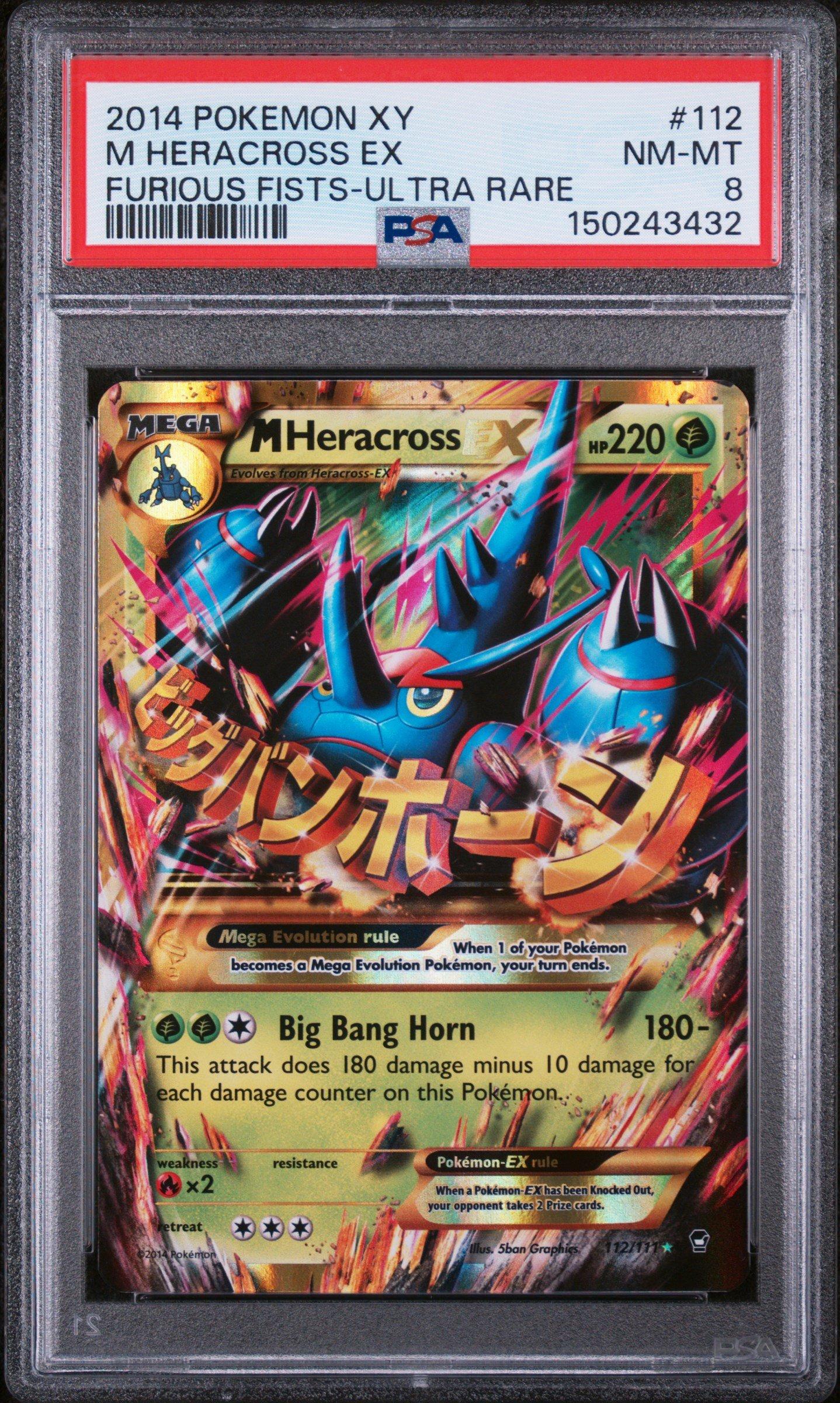 2014 Pokemon Xy Furious Fists 112 M Heracross Ex Ultra Rare PSA 8