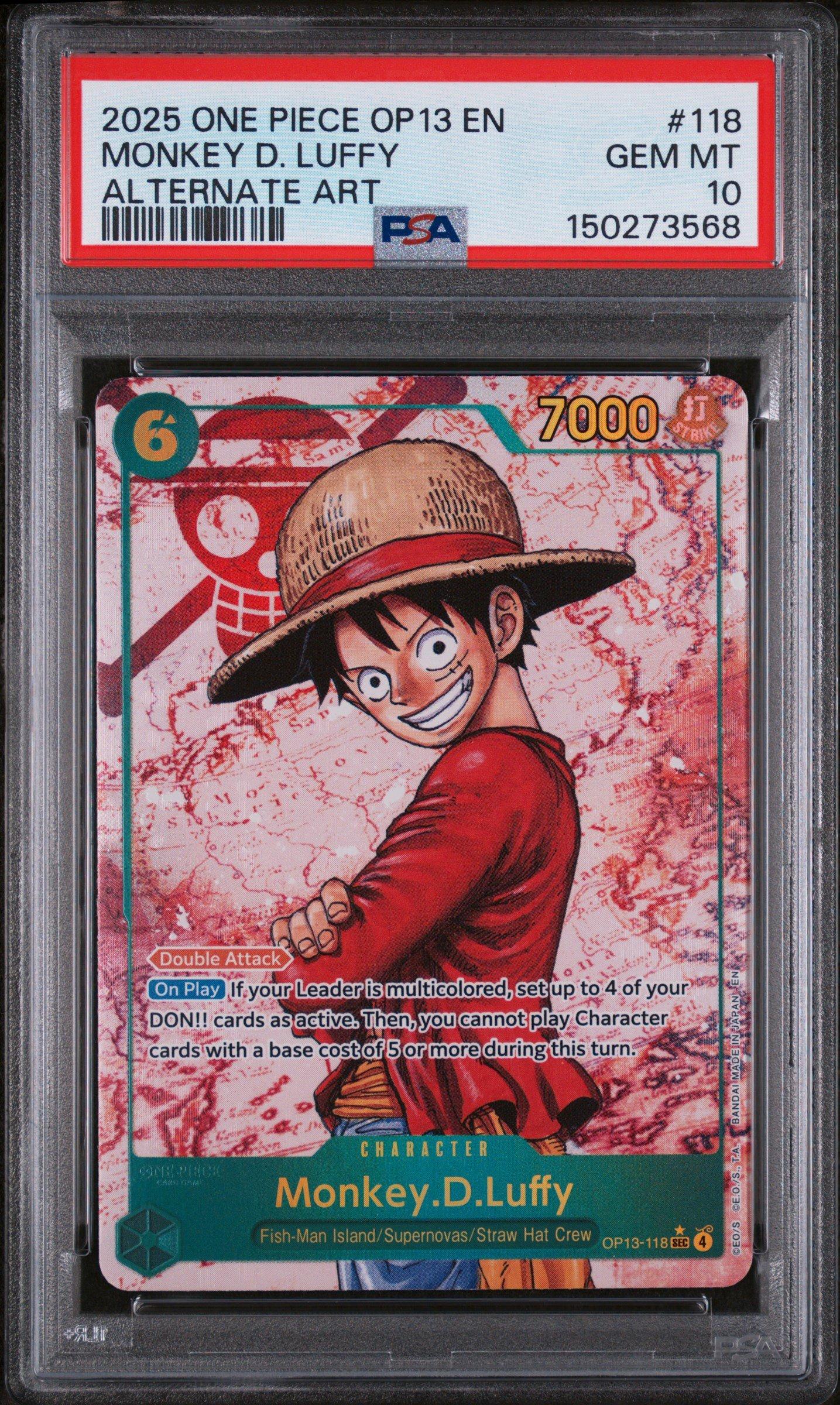 ONE PIECE ワンピースカード　OP13 057 PSA 10 ワンピース 2025 One Piece Op13-carrying On His Will 118 Monkey D. Luffy