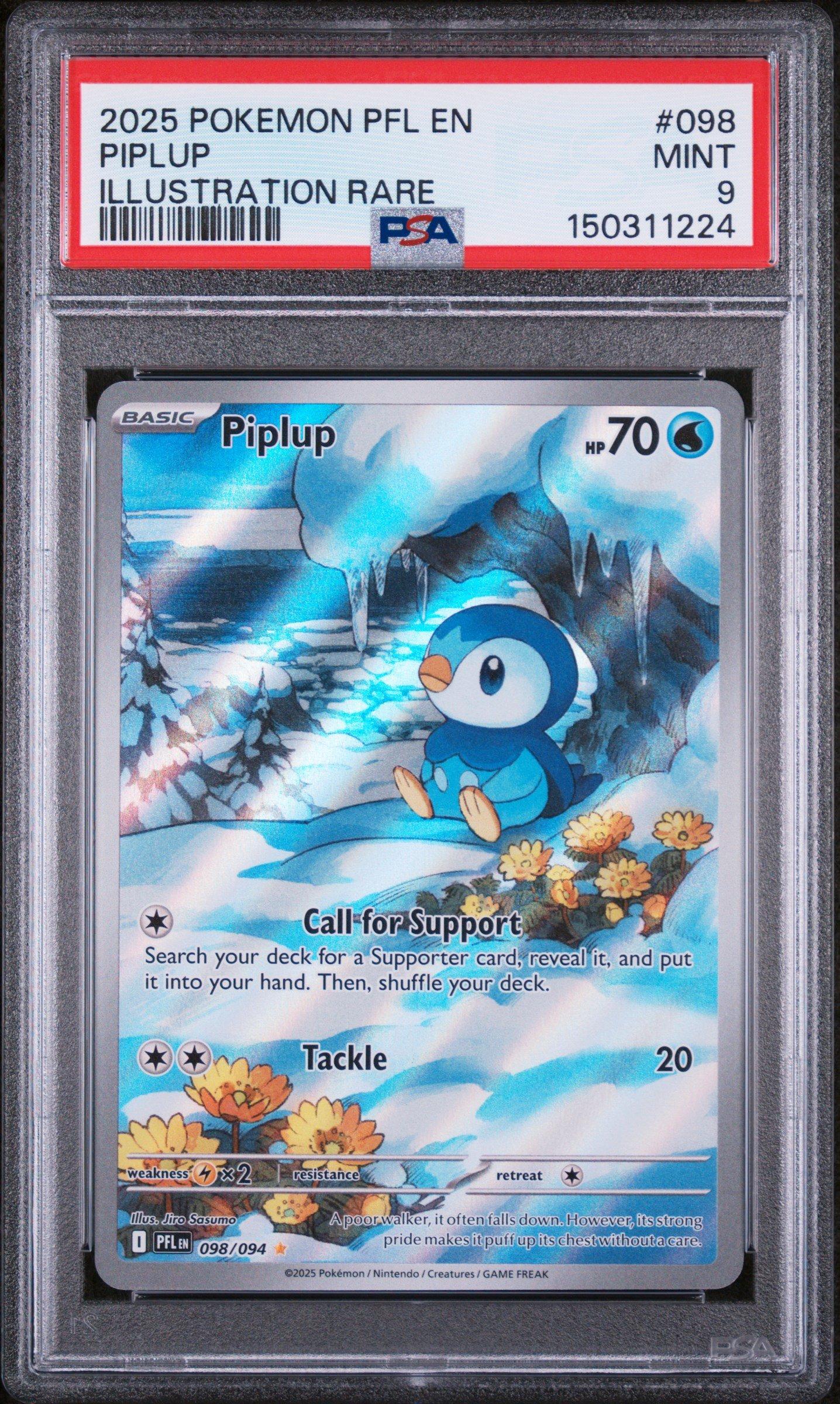 2025 Pokemon Pfl En-phantasmal Flames 098 Piplup Illustration Rare