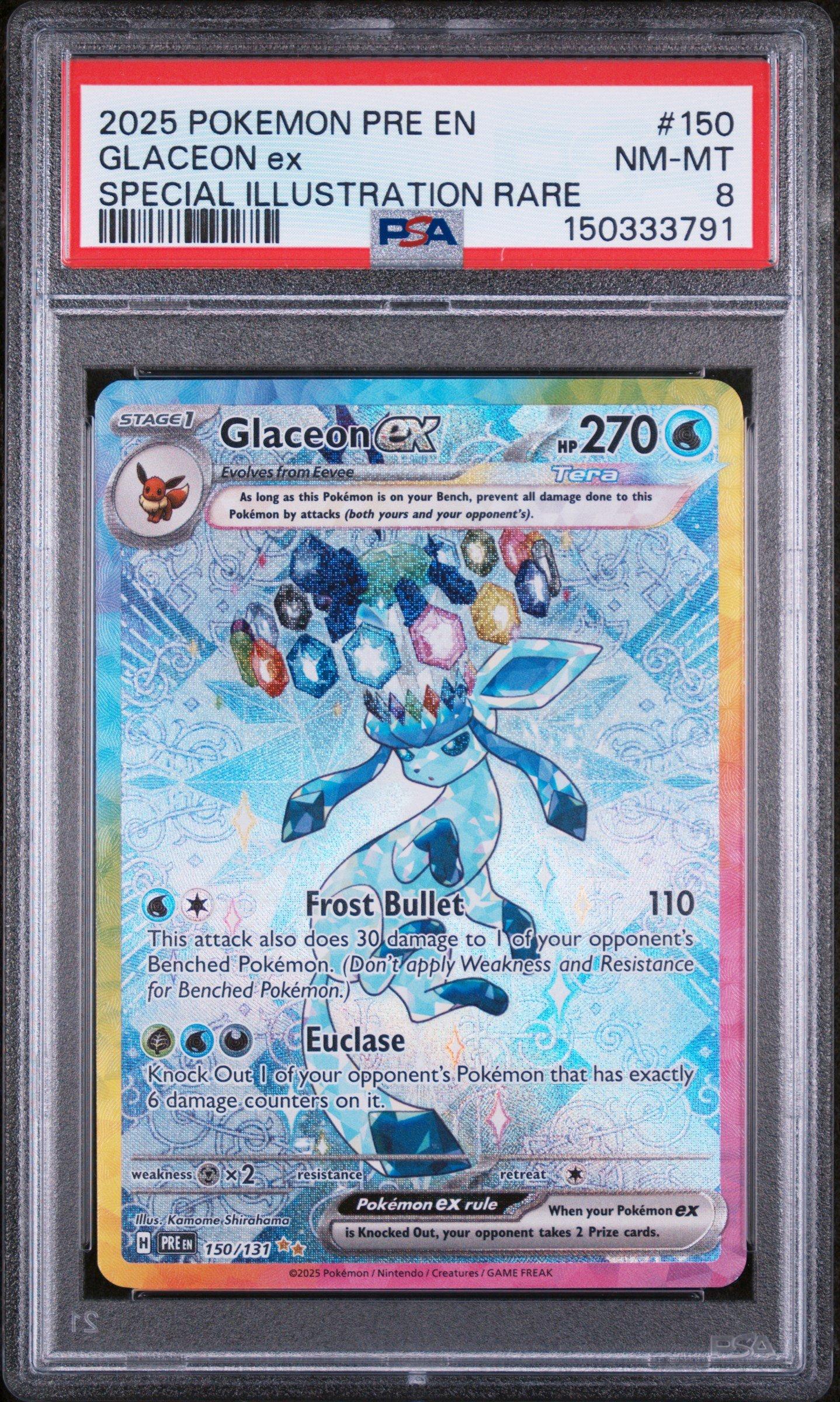 2025 Pokemon Pre En-prismatic Evolutions 150 Glaceon Ex Special