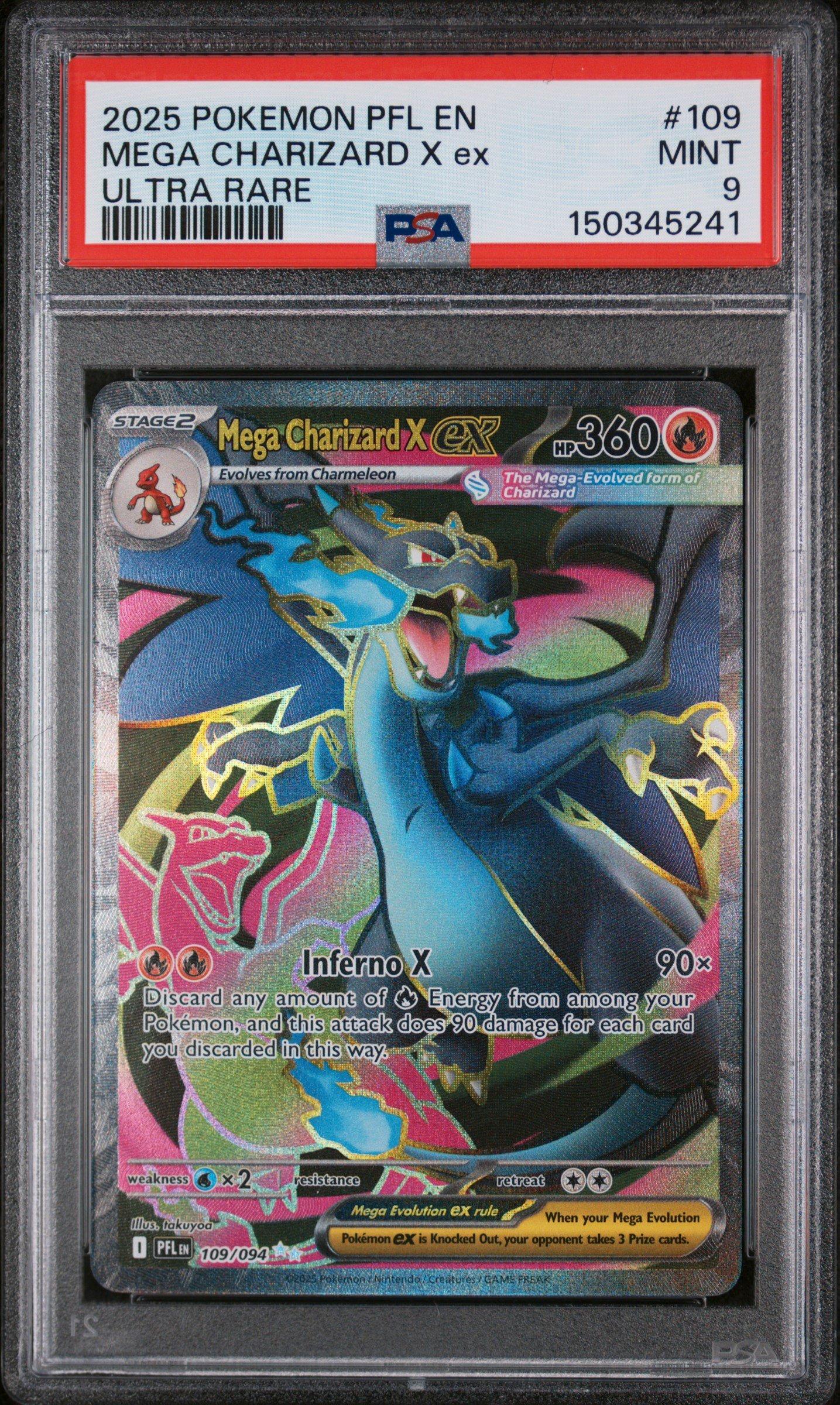 2025 Pokemon Pfl En-phantasmal Flames 109 Mega Charizard X Ex