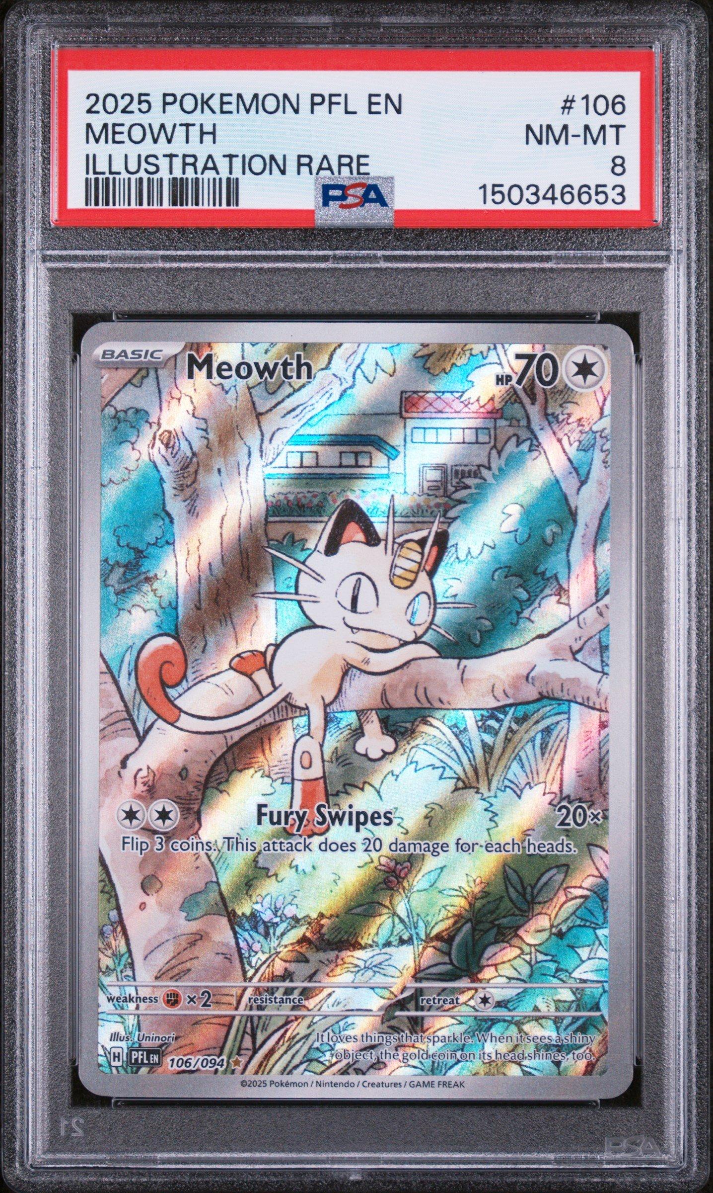2025 Pokemon Pfl En-phantasmal Flames 106 Meowth Illustration Rare