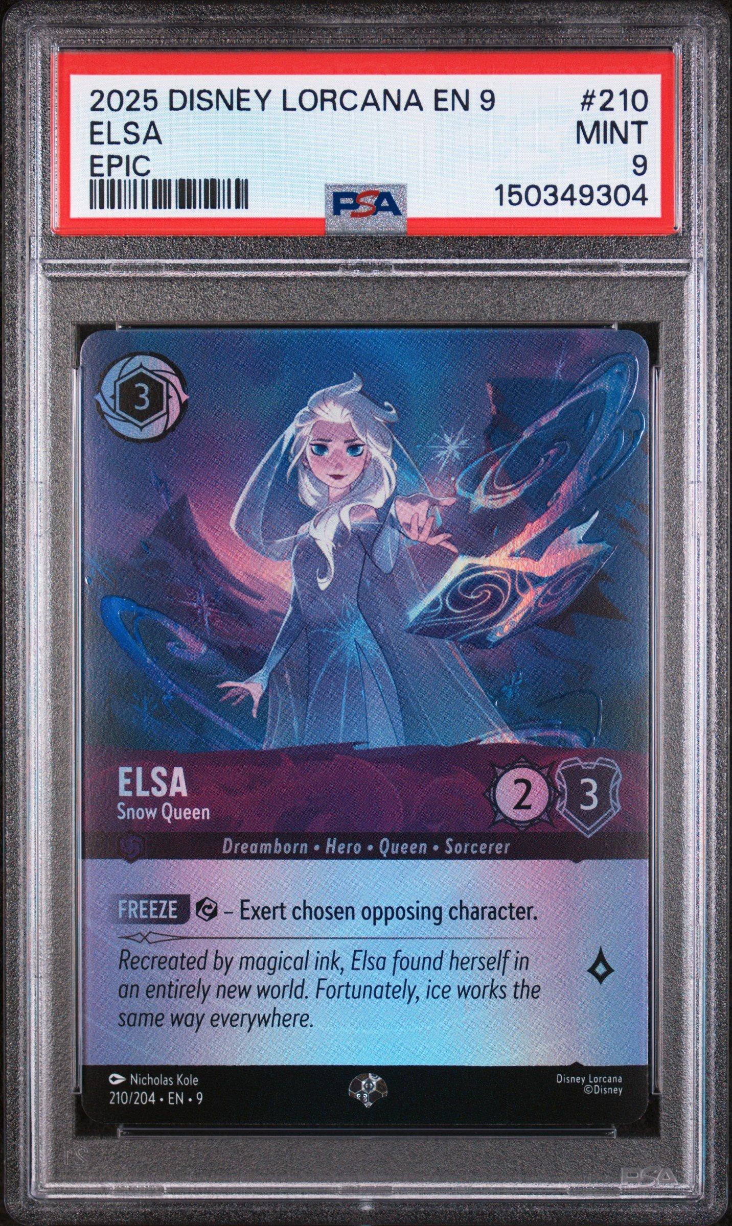 2025 Disney Lorcana En 9-fabled 210 Elsa - Snow Queen Epic PSA 9