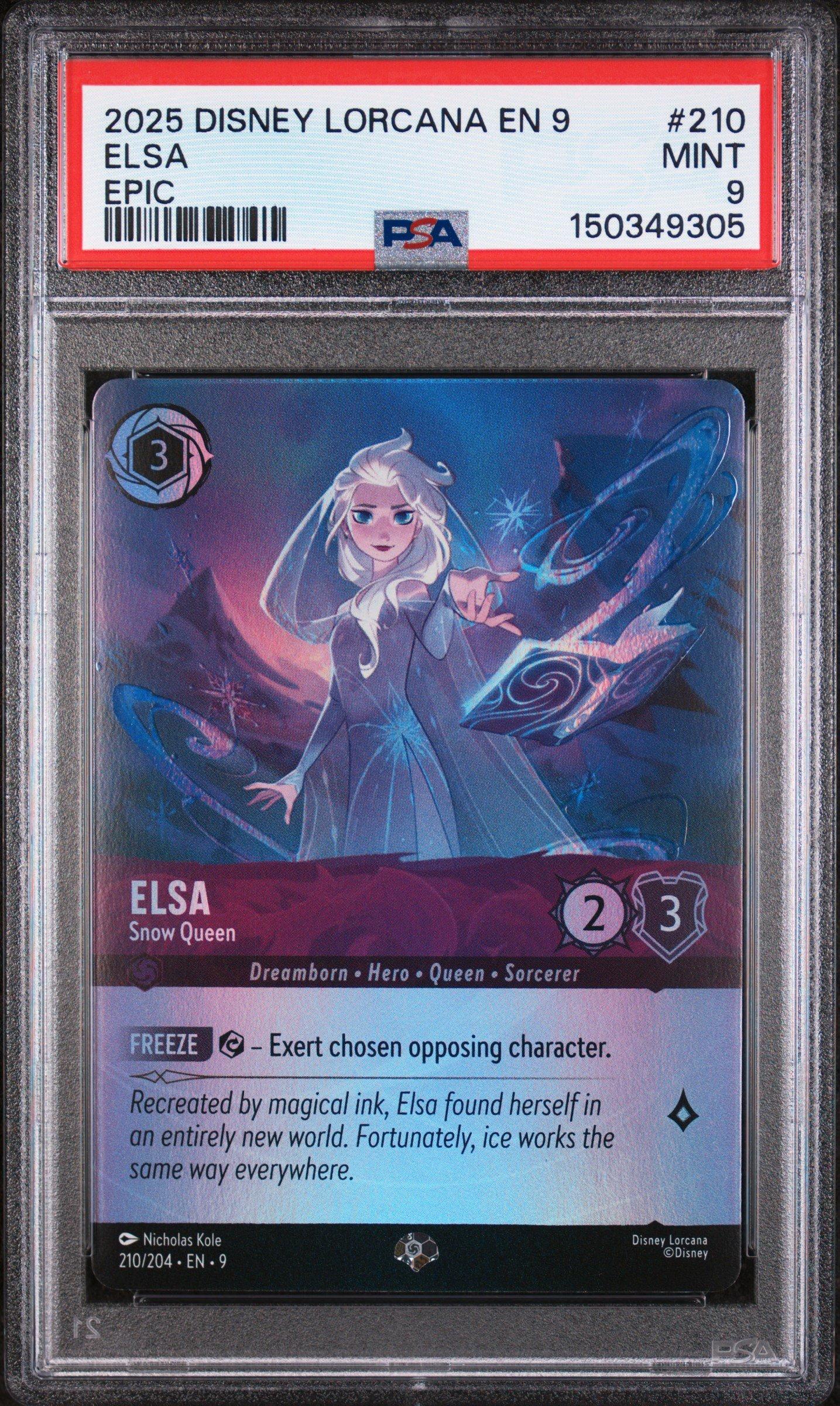 2025 Disney Lorcana En 9-fabled 210 Elsa - Snow Queen Epic PSA 9