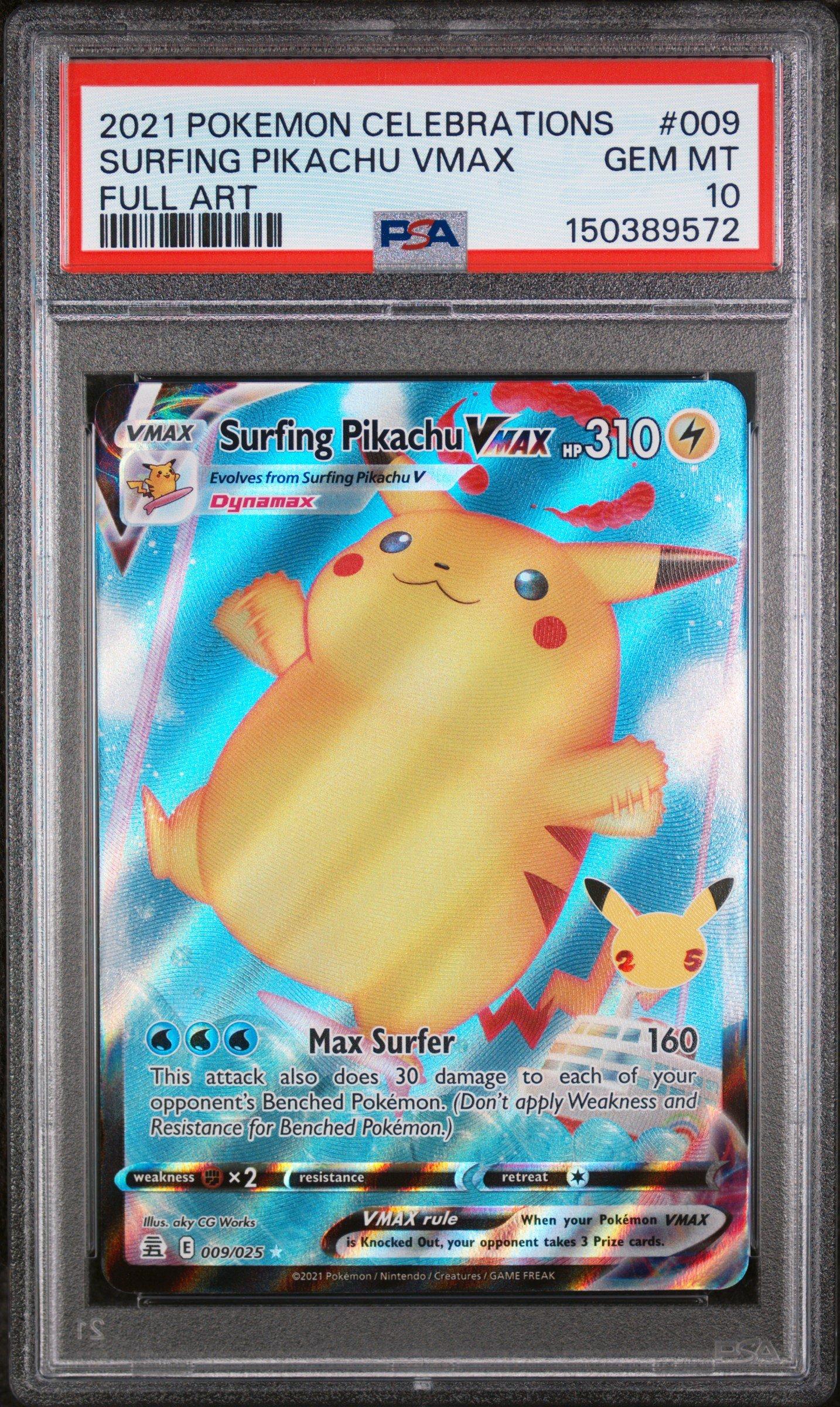 2021 Pokemon Celebrations 009 Full Art/surfing Pikachu Vmax PSA 10