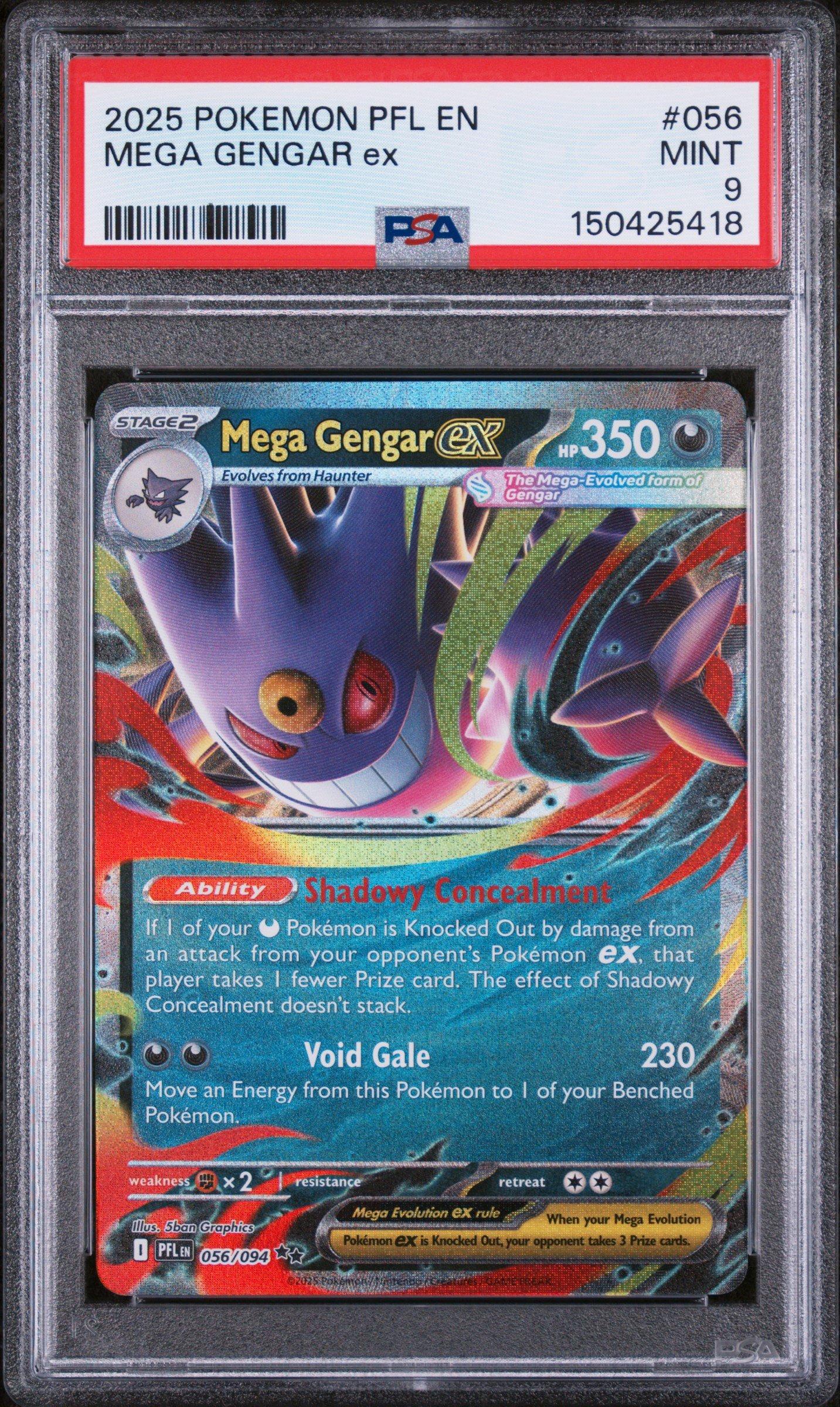 2025 Pokemon Pfl En-phantasmal Flames 056 Mega Gengar Ex PSA 9