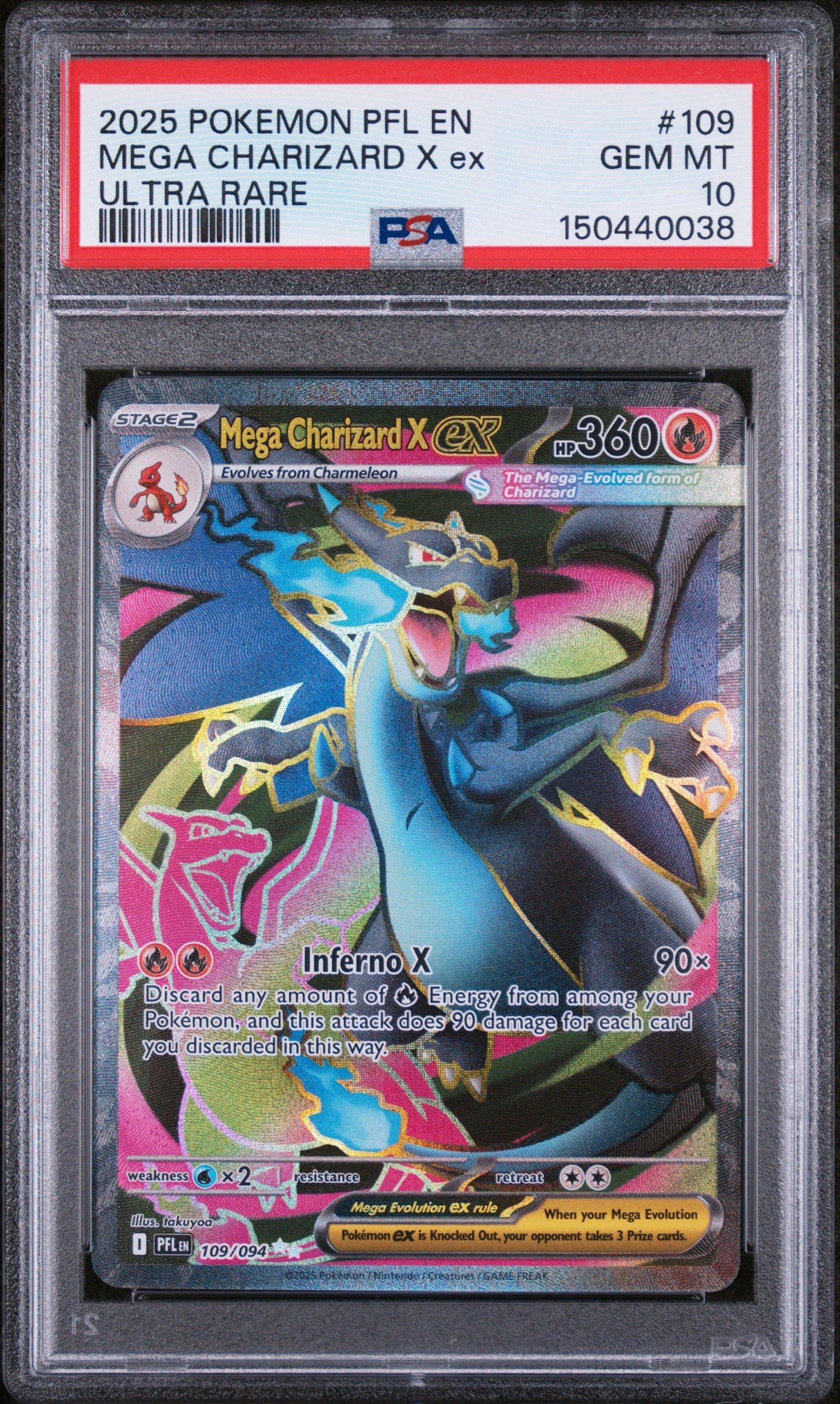 2025 Pokemon Pfl En-phantasmal Flames 109 Mega Charizard X Ex