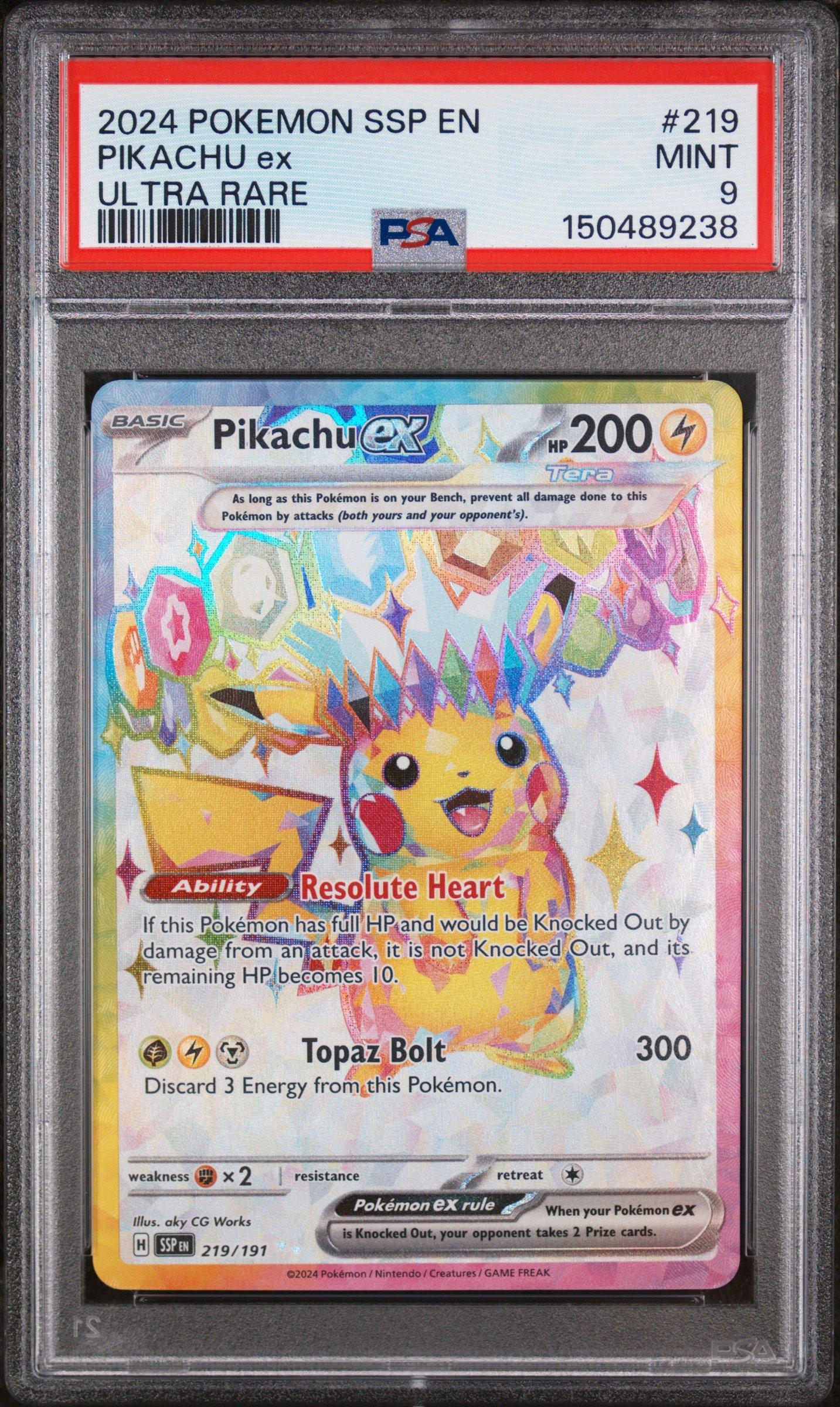2024 Pokemon Ssp En-surging Sparks 219 Pikachu Ex Ultra Rare PSA 9