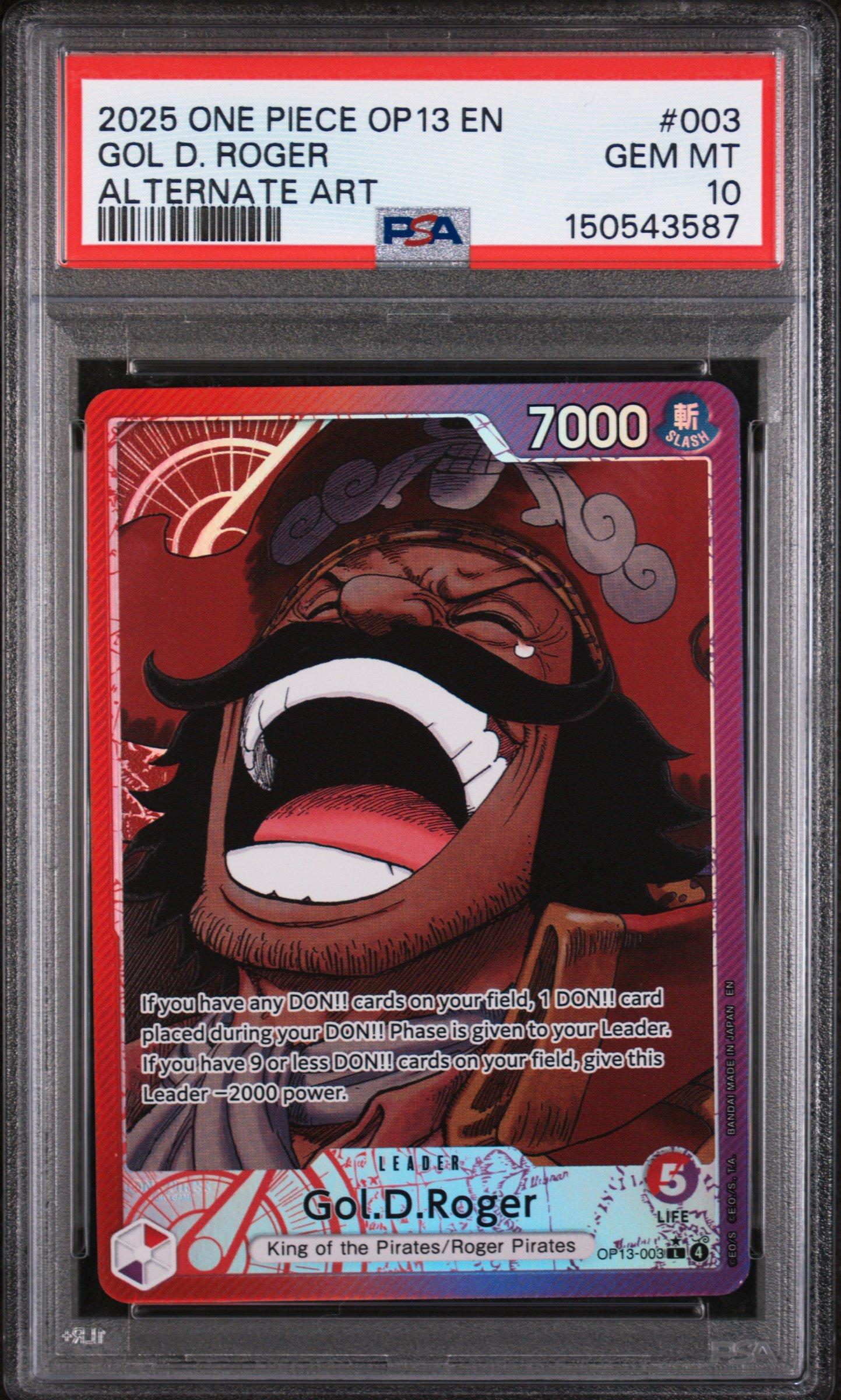 PSA10 2025 ONE PIECE OP13 JP ゴールド・D・ロジャー 2025 One Piece Op13-carrying On His Will 003 Gol D. Roger