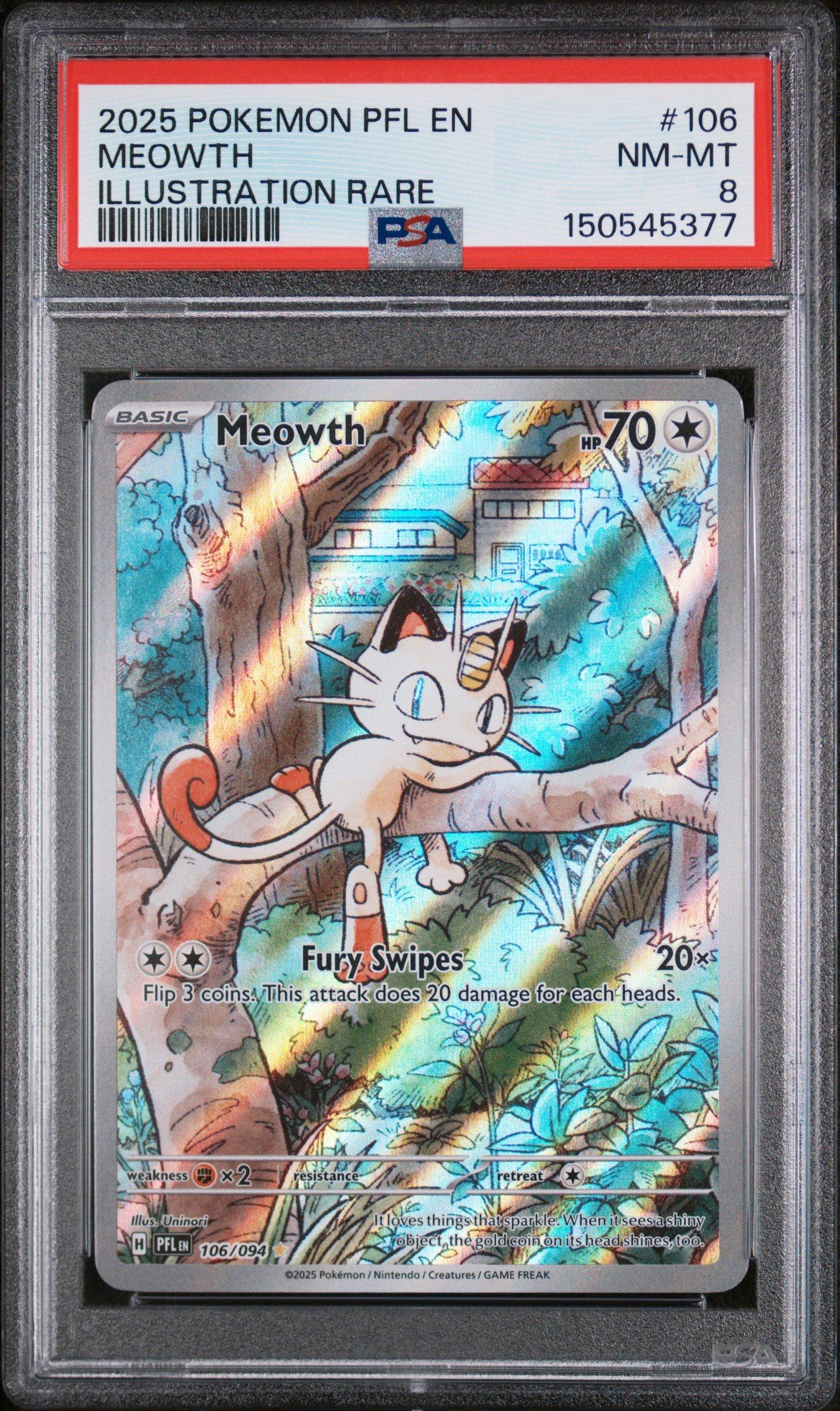 2025 Pokemon Pfl En-phantasmal Flames 106 Meowth Illustration Rare