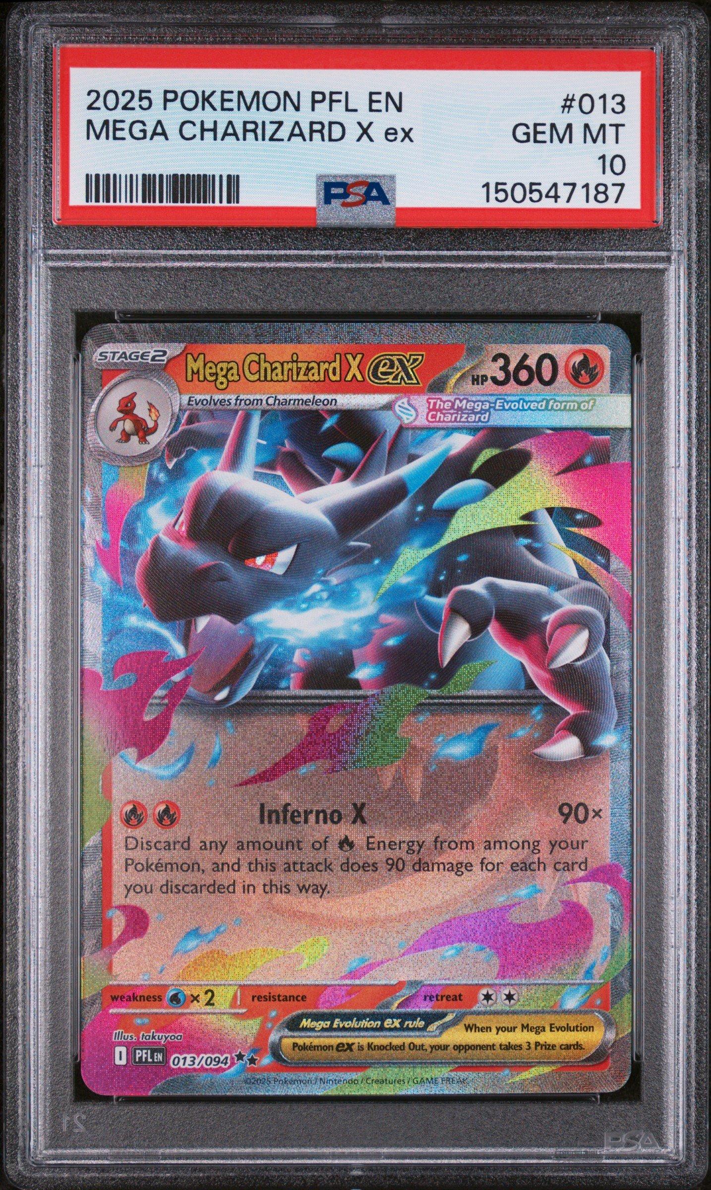 2025 Pokemon Pfl En-phantasmal Flames 013 Mega Charizard X Ex PSA