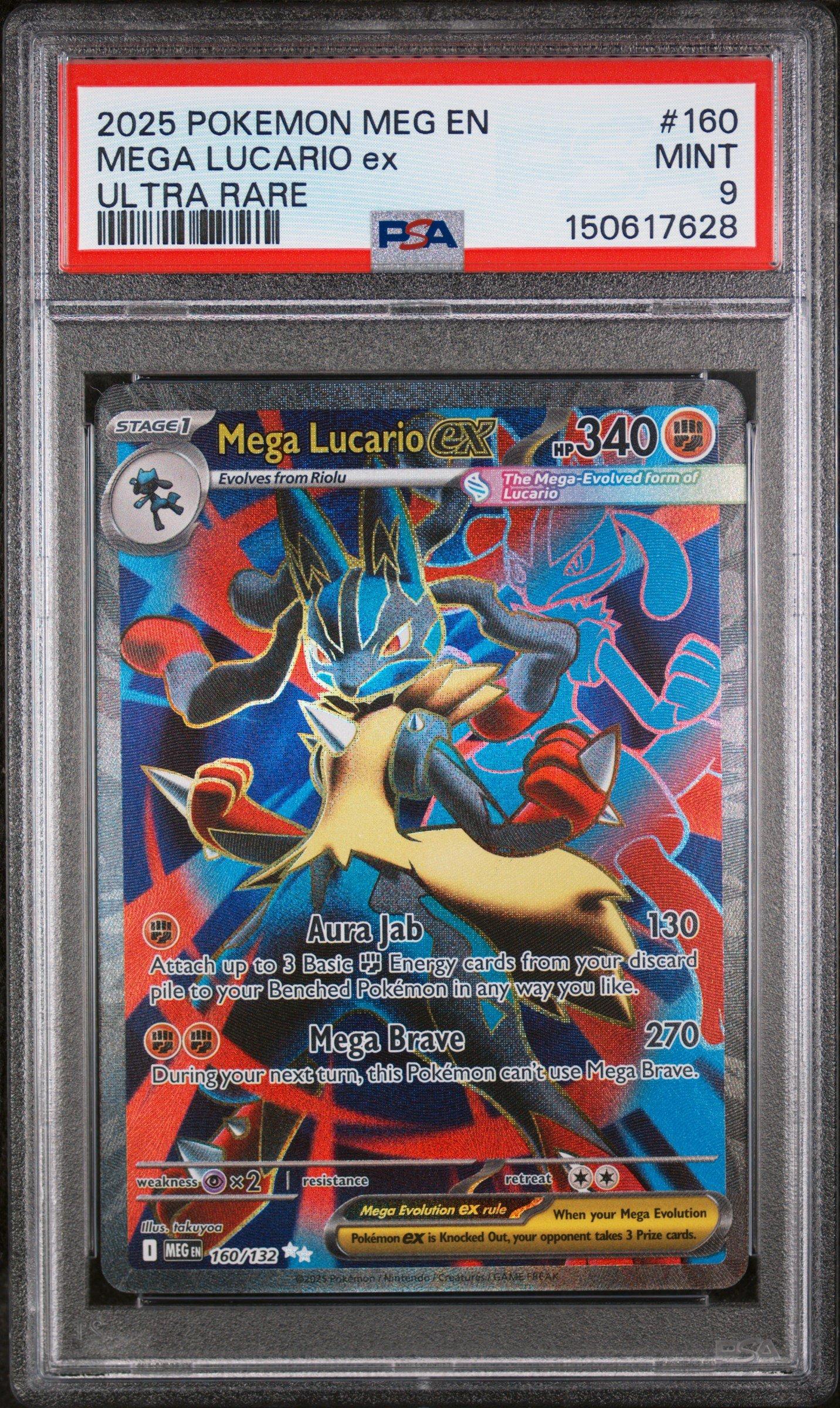 2025 Pokemon Meg En-mega Evolution 160 Mega Lucario Ex Ultra Rare PSA 9 Graded  Card | GameStop