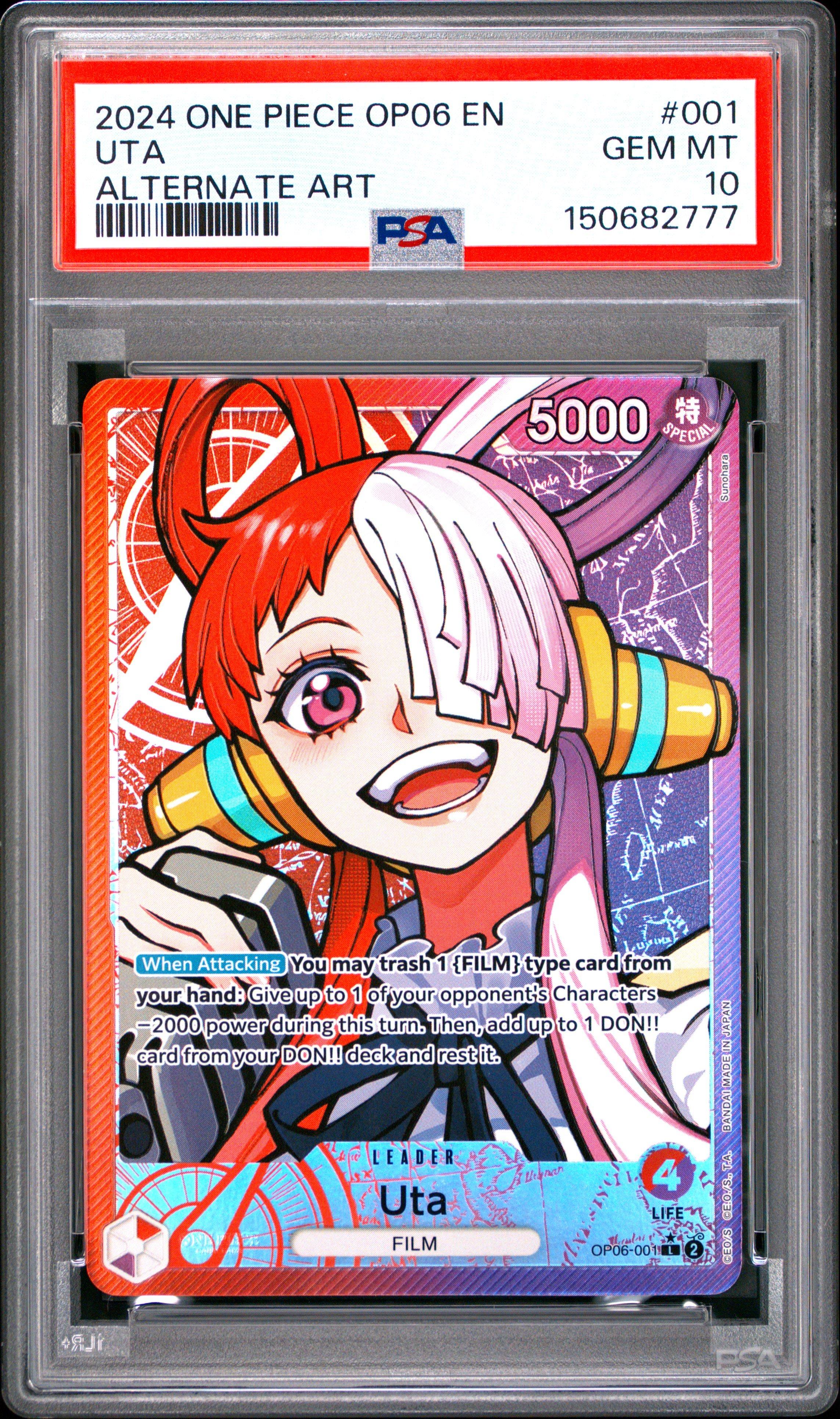 2024 One Piece Op06-wings Of The Captain 001 Uta Alternate Art PSA