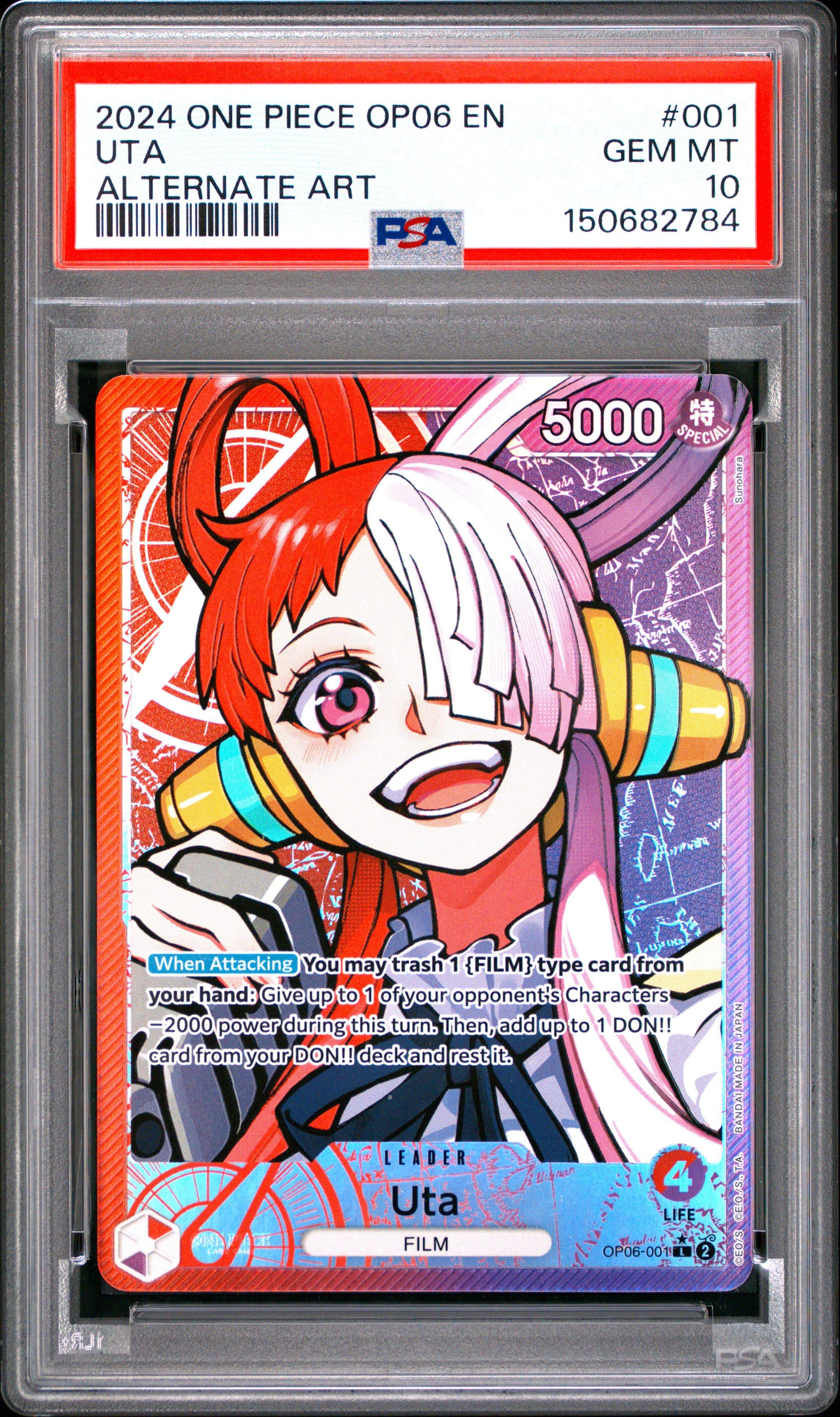 2024 One Piece Op06-wings Of The Captain 001 Uta Alternate Art PSA