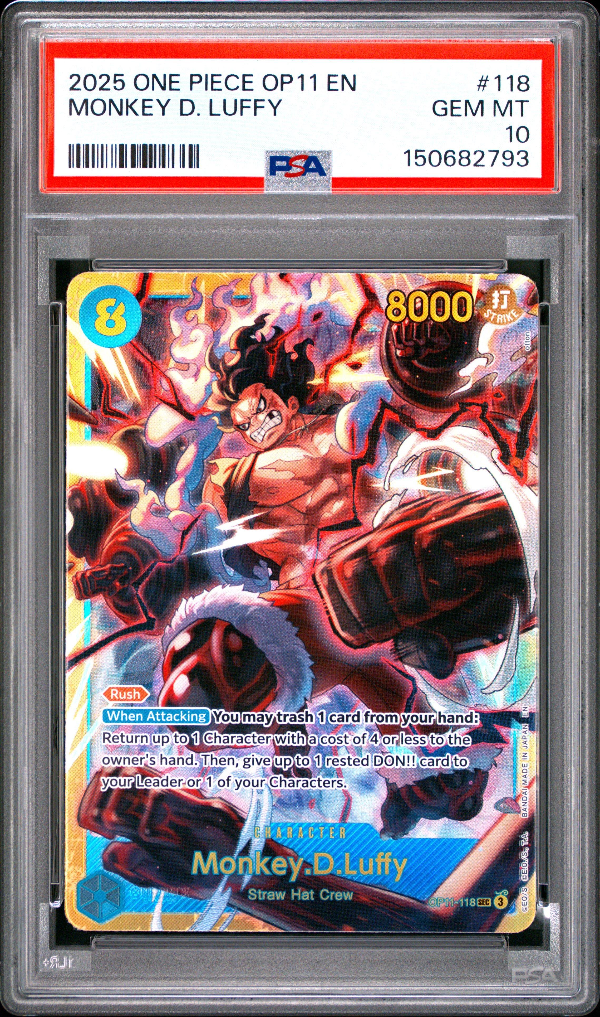 2025 One Piece Op11-a Fist Of Divine Speed 118 Monkey D. Luffy PSA