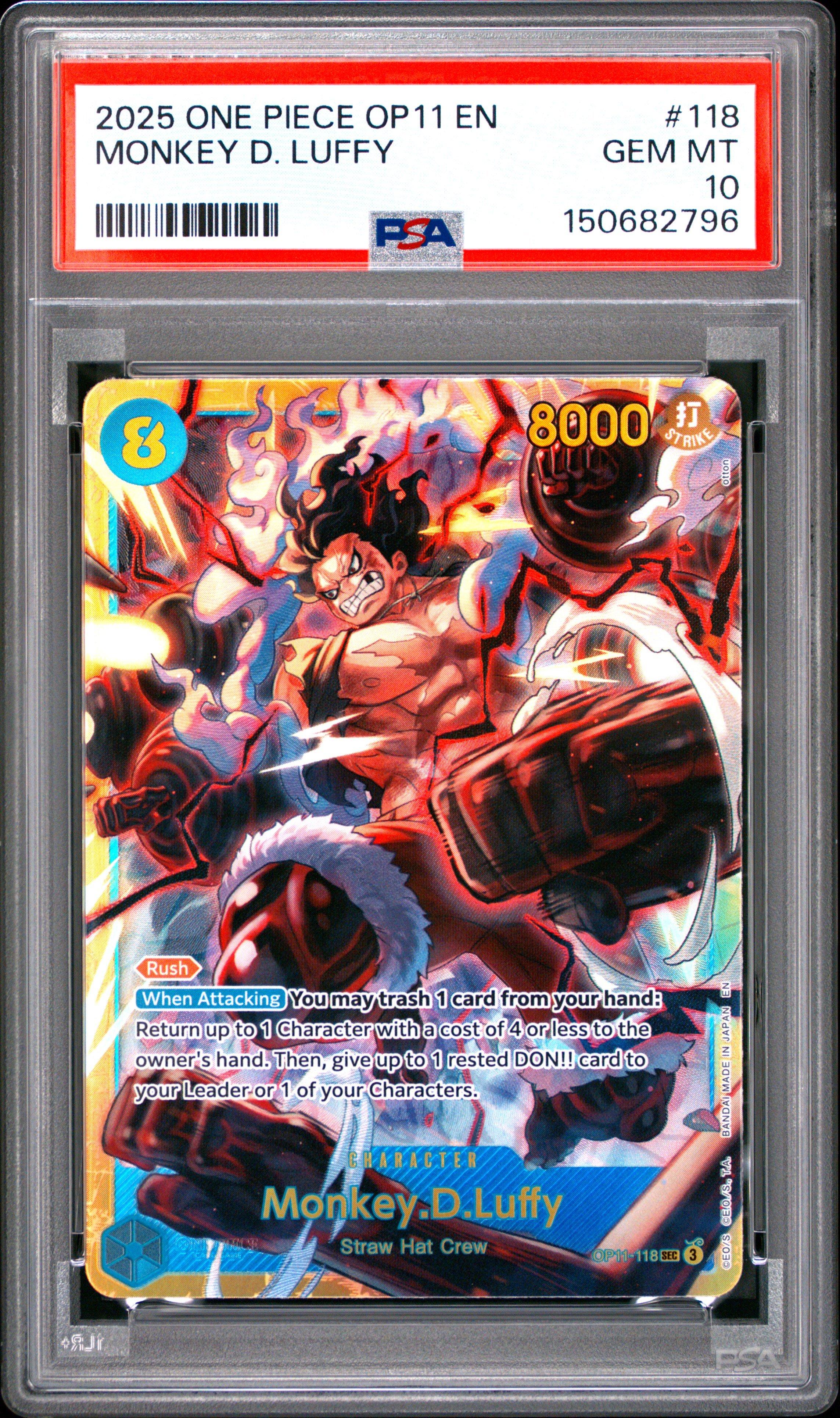 2025 One Piece Op11-a Fist Of Divine Speed 118 Monkey D. Luffy PSA