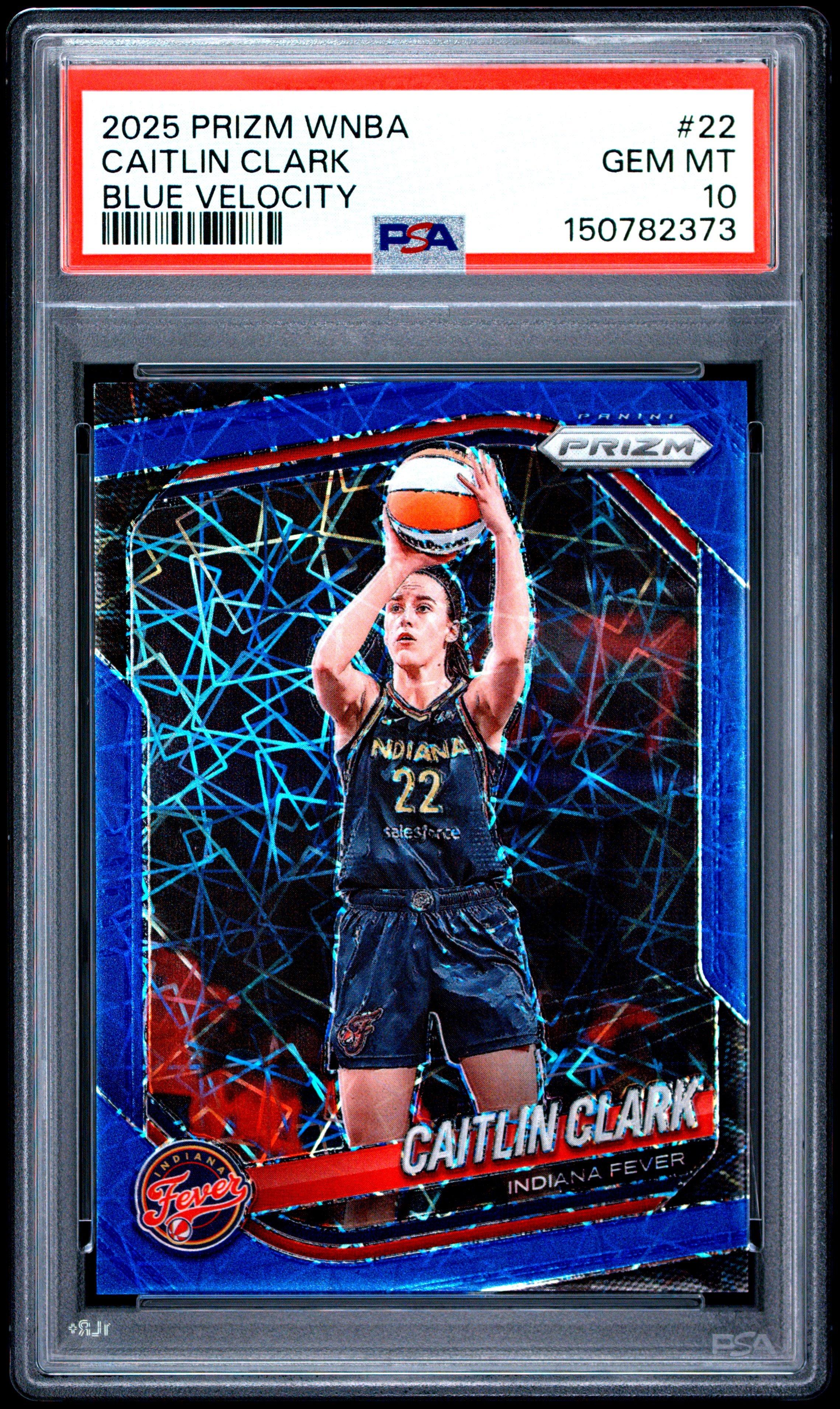 2025 Panini Prizm Wnba 22 Caitlin Clark Blue Velocity PSA 10