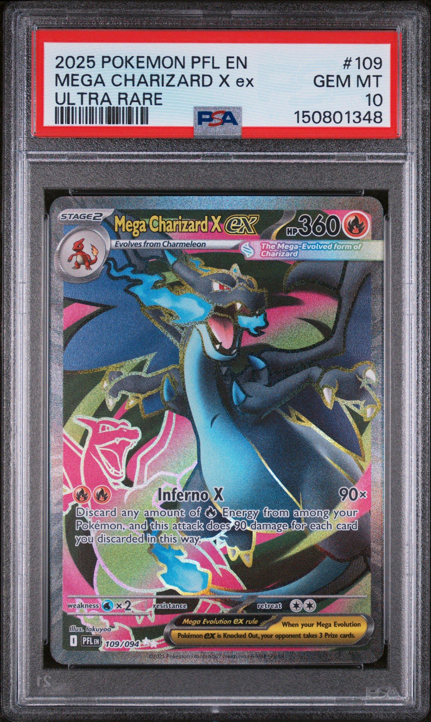 2025 Pokemon Pfl En-phantasmal Flames 109 Mega Charizard X Ex
