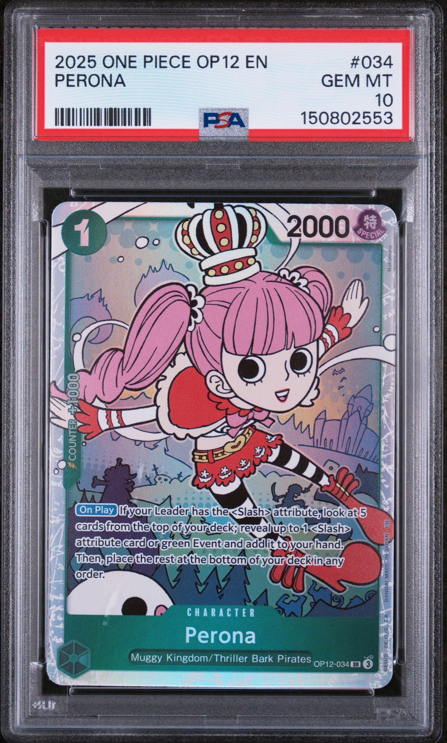 2025 ONE PIECE OP12-034 JP ペローナ PSA10 2025 One Piece Op12-legacy Of The Master 034 Perona PSA 10 Graded