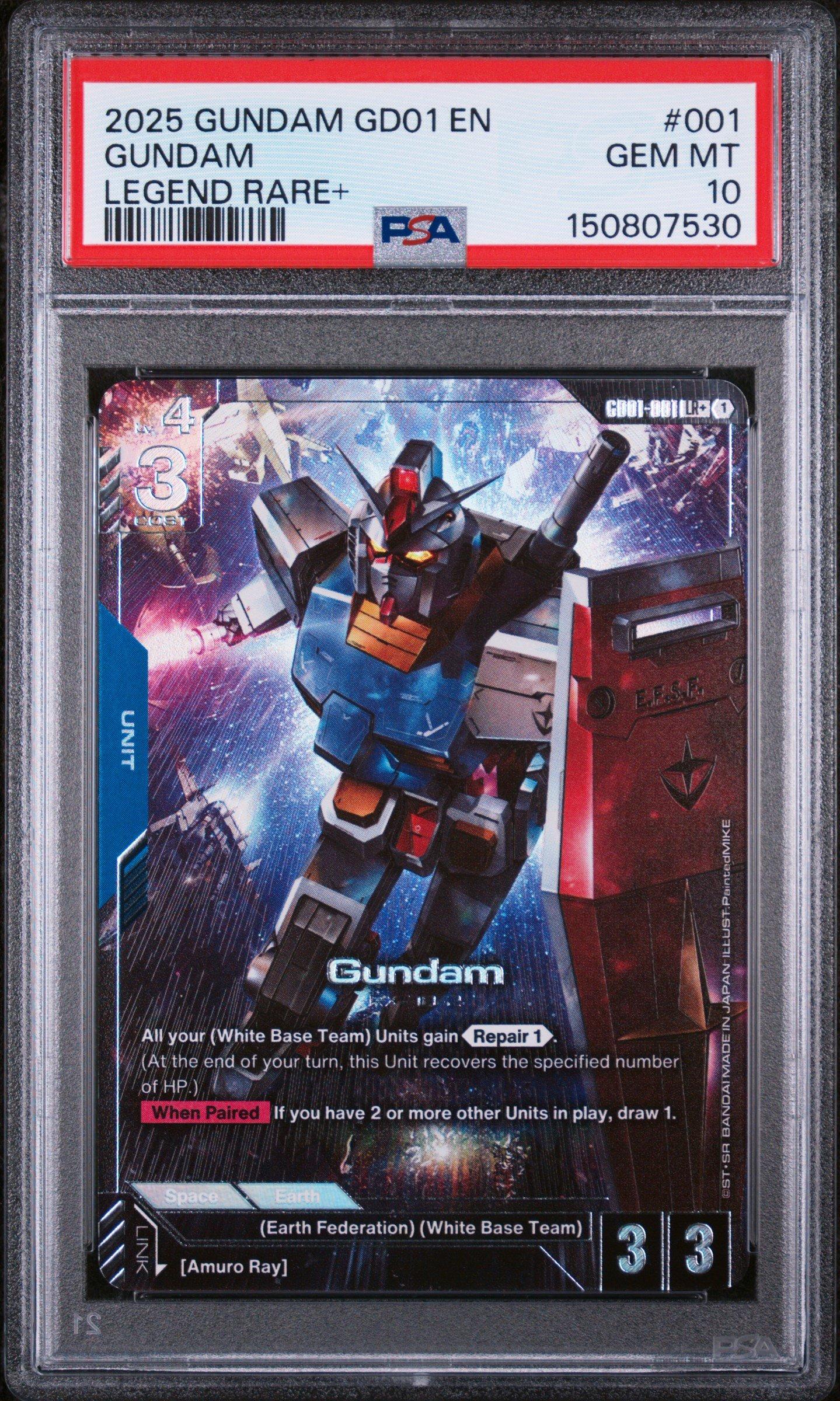 2025 Gundam Newtype Rising 001 Gundam Legend Rare+ PSA 10 Graded