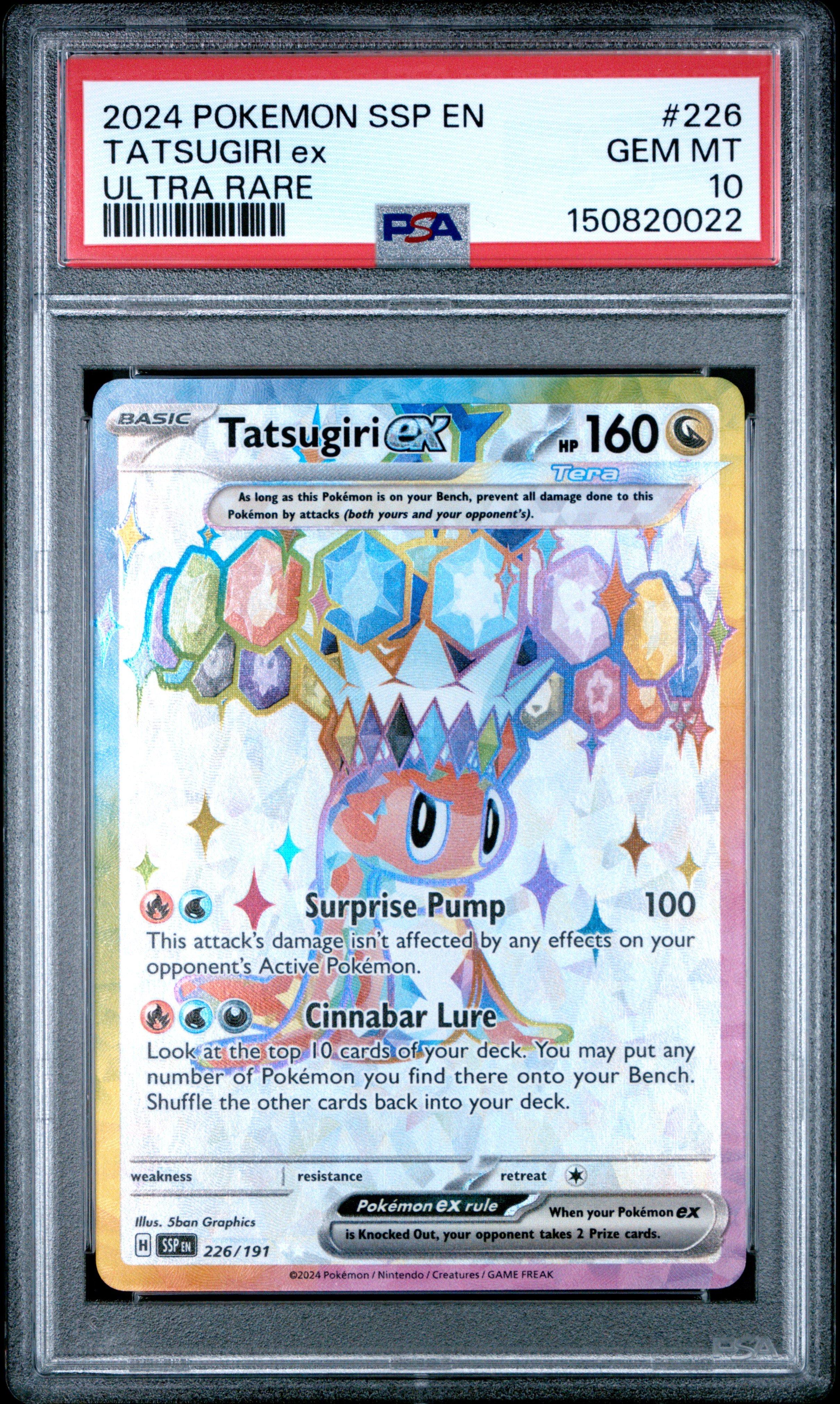 2024 Pokemon Ssp En-surging Sparks 226 Tatsugiri Ex Ultra Rare PSA
