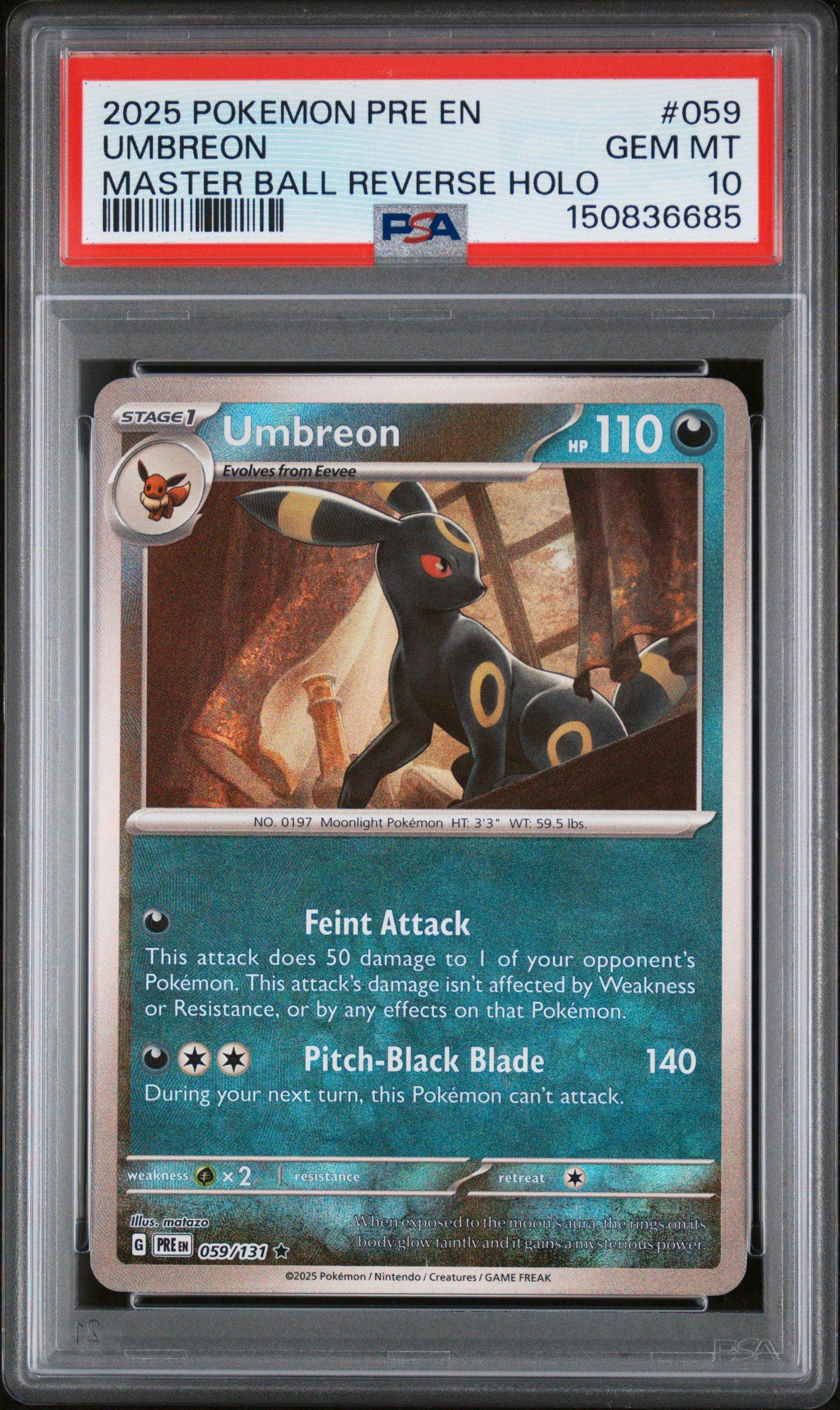 2025 Pokemon Pre En-prismatic Evolutions 059 Umbreon Master Ball