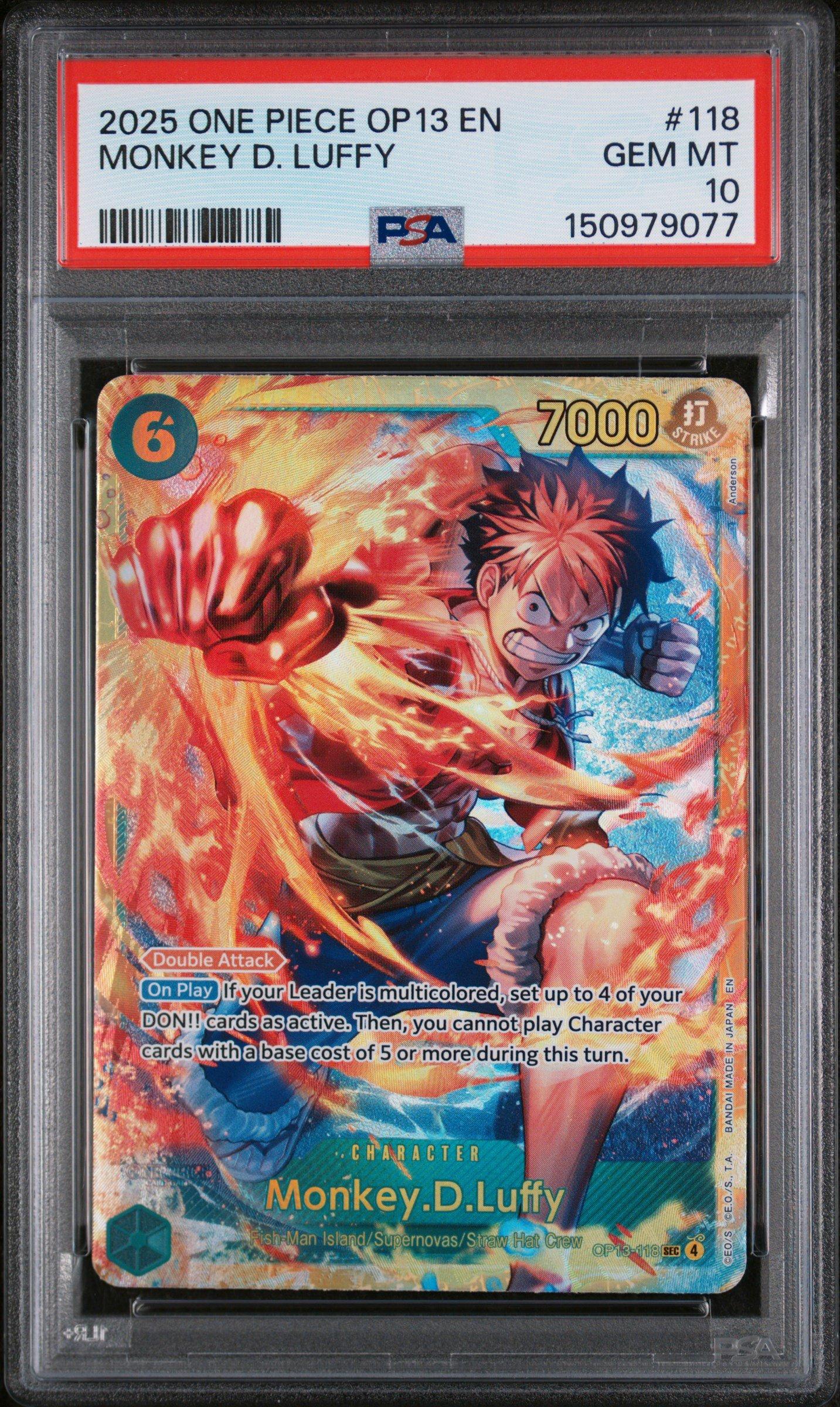 2025 One Piece Op13-carrying On His Will 118 Monkey D. Luffy PSA