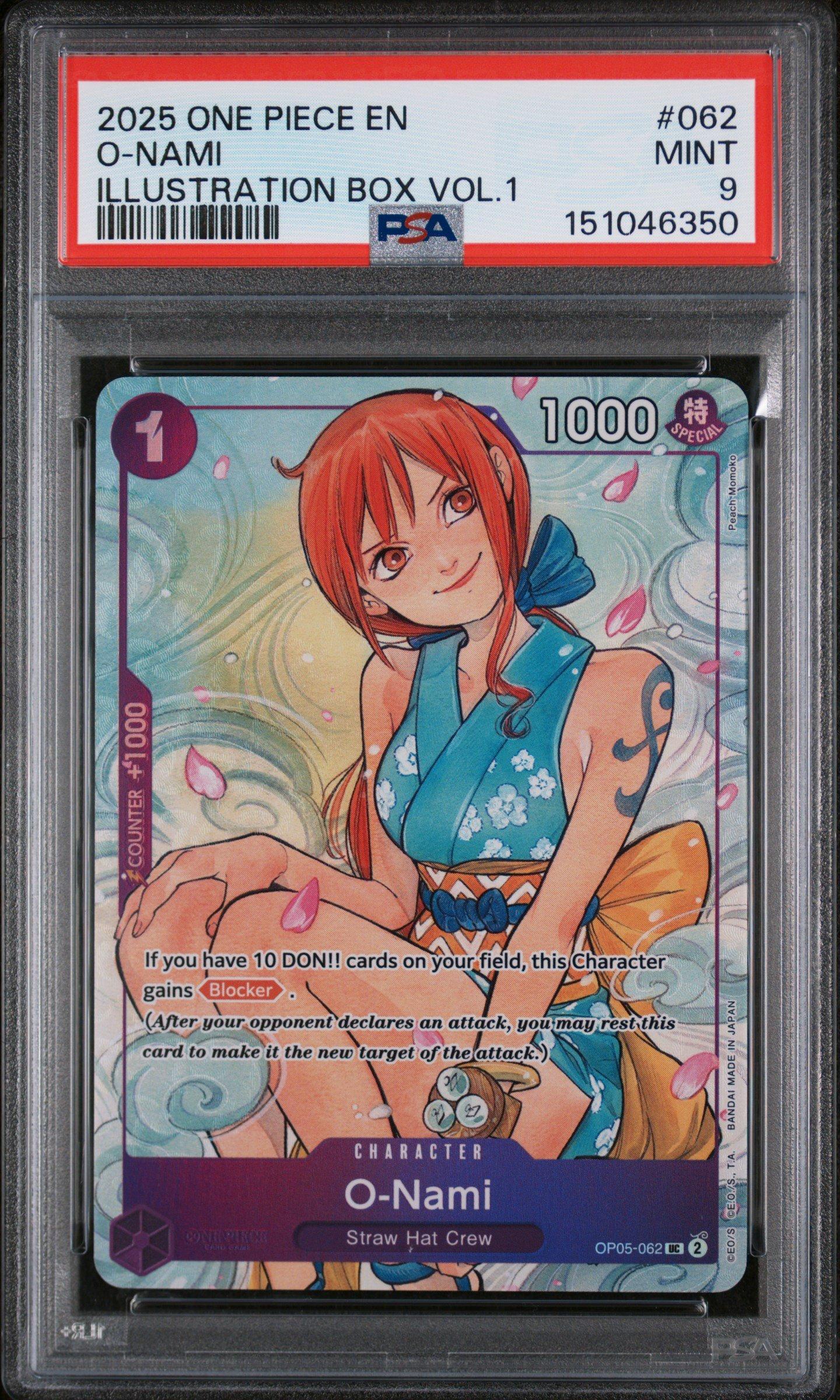 2025 One Piece Promos 062 O-nami Illustration Box Vol.1 PSA 9