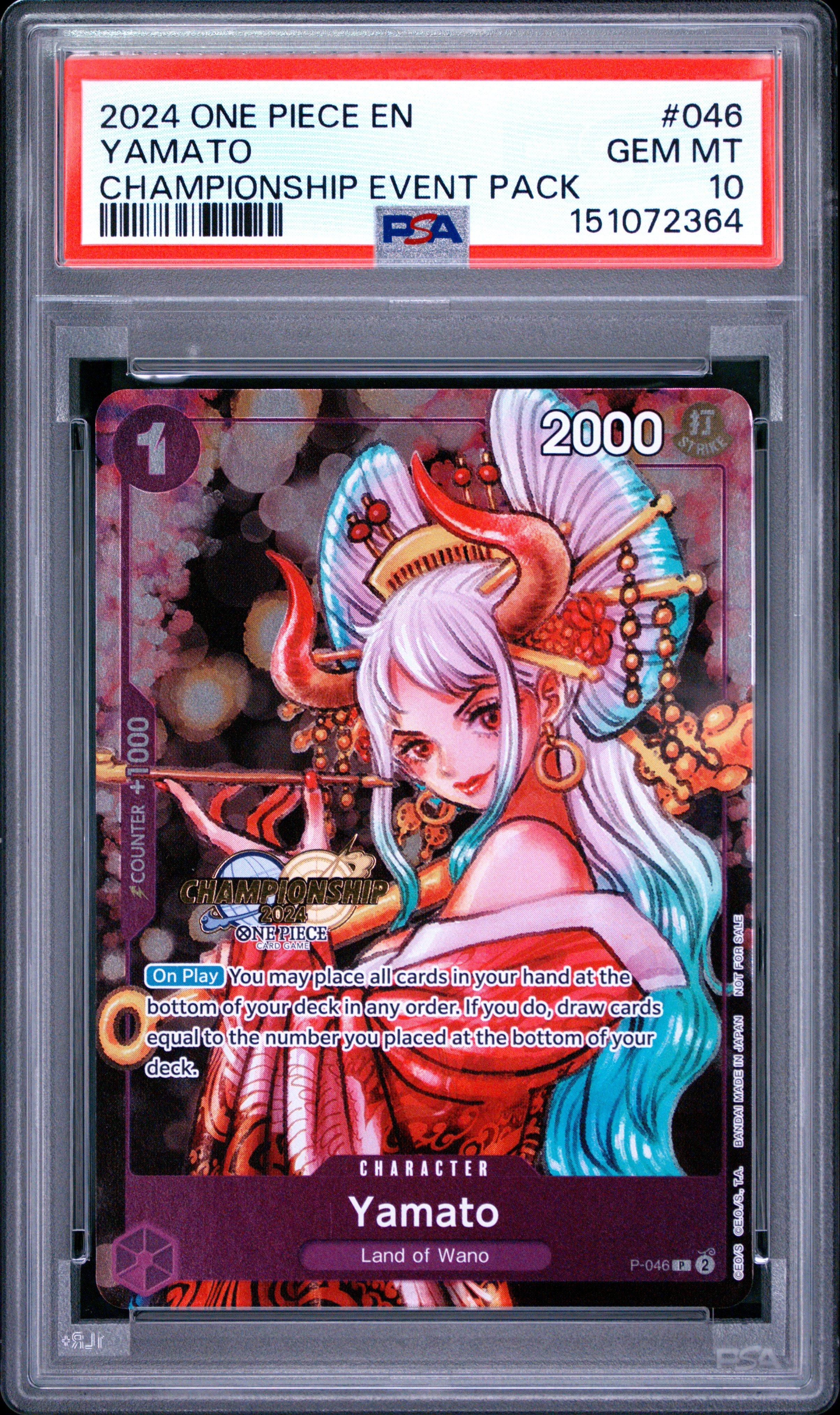 2024 One Piece Championship 2024 Event Pack 046 Yamato PSA 10