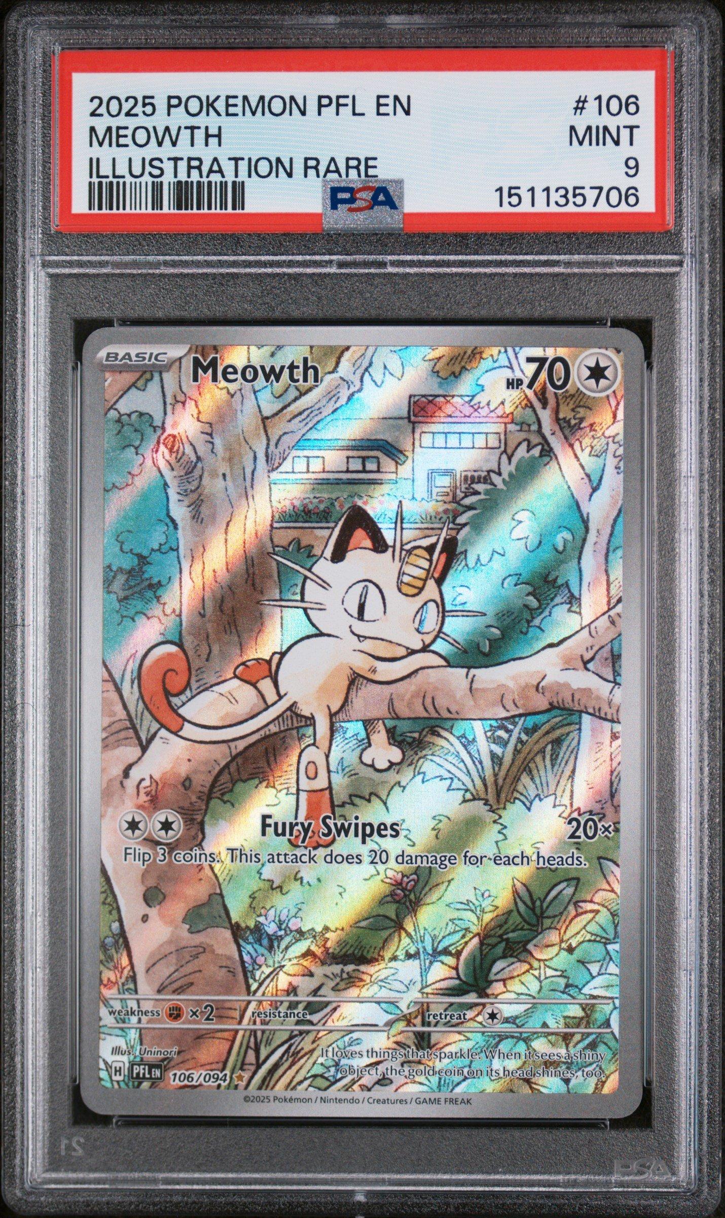 2025 Pokemon Pfl En-phantasmal Flames 106 Meowth Illustration Rare