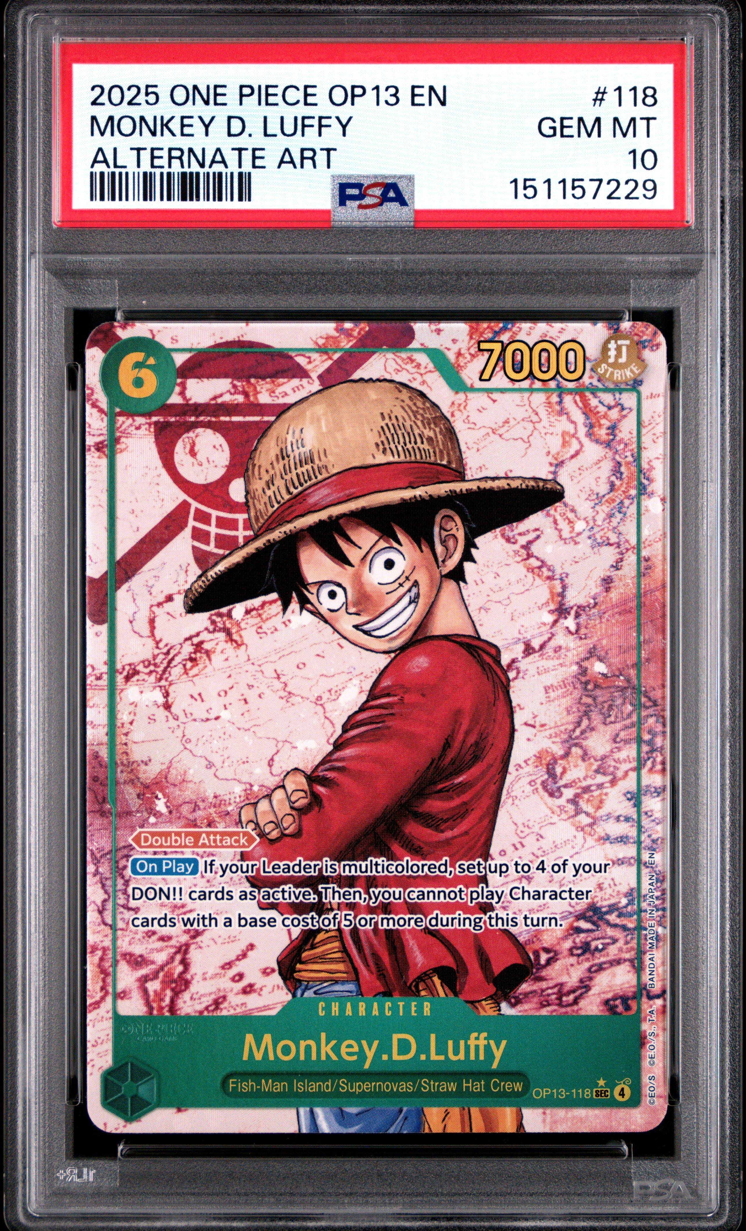2025 ONE PIECE モンキー・D・ルフィ ALT ART 2025 One Piece Op13-carrying On His Will 118 Monkey D. Luffy