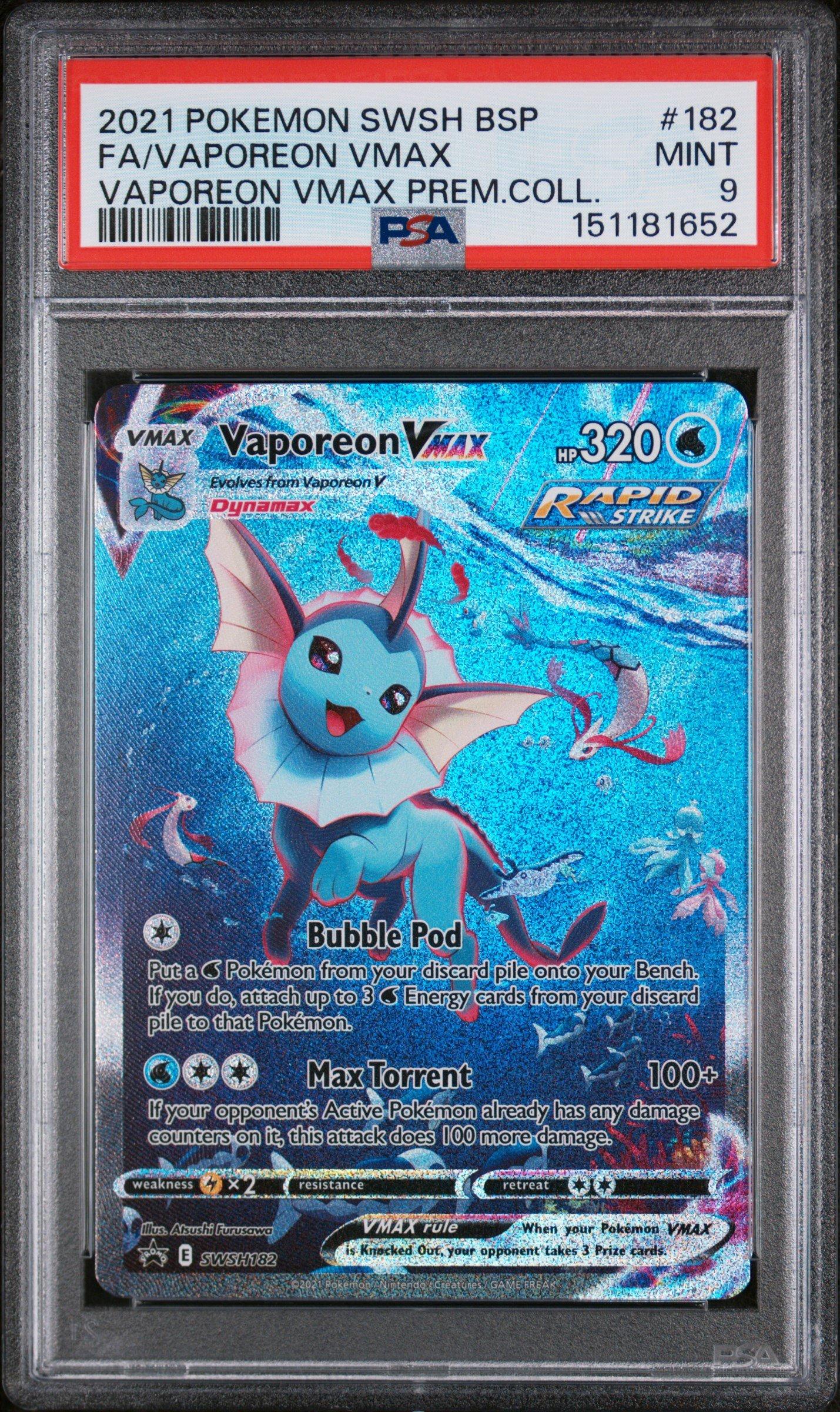 2021 Pokemon Swsh Black Star Promo 182 Full Art/vaporeon Vmax