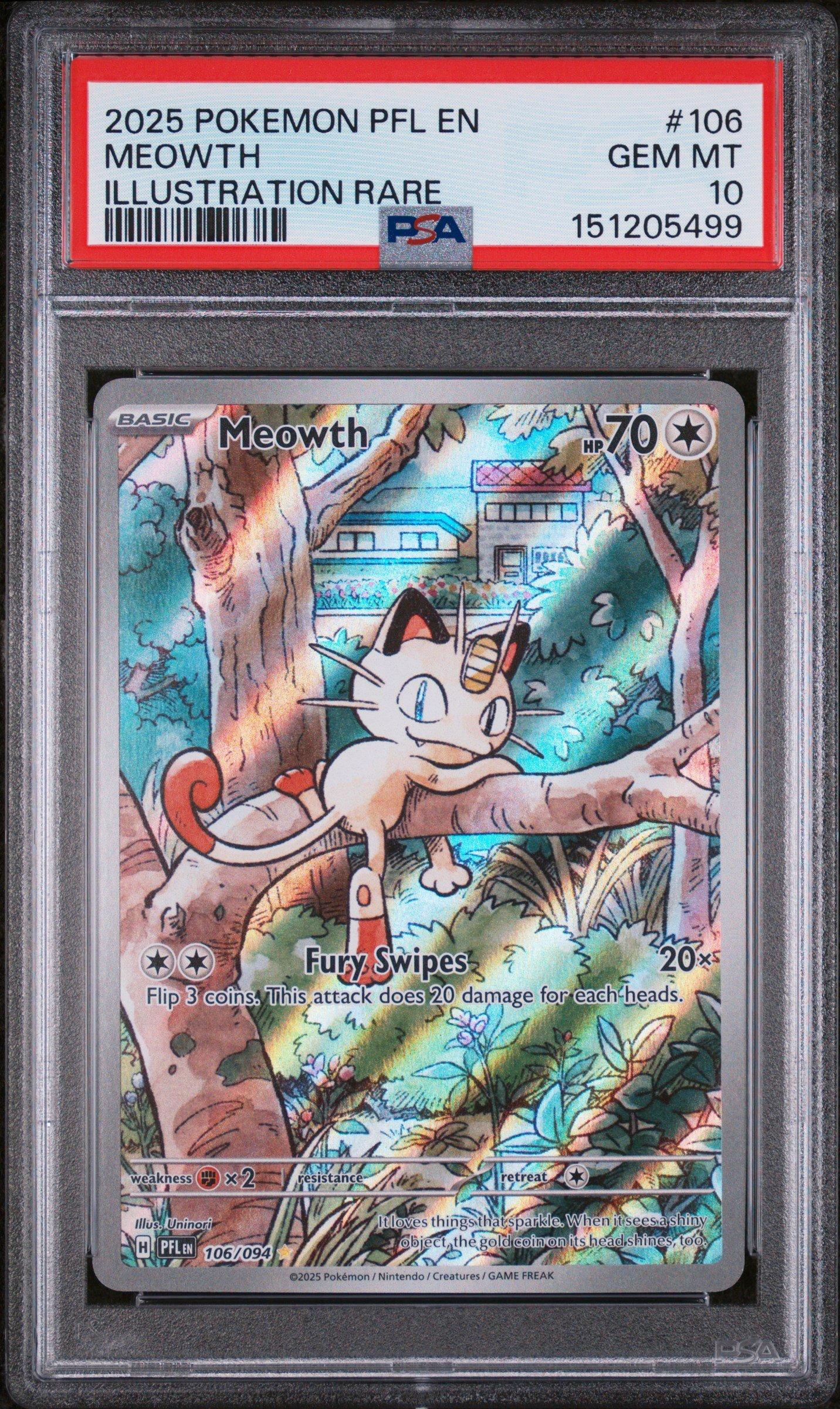 2025 Pokemon Pfl En-phantasmal Flames 106 Meowth Illustration Rare