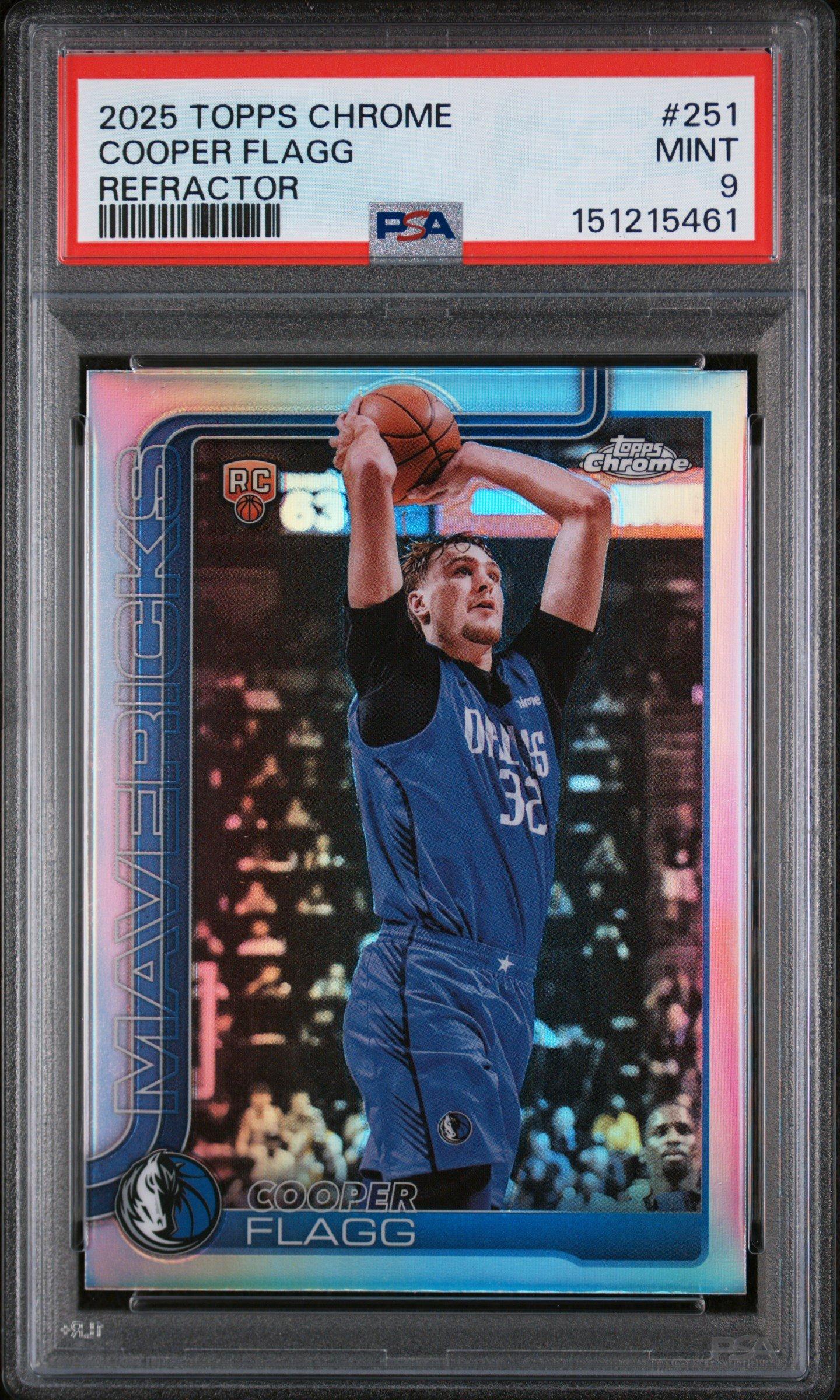 2025 Topps Chrome 251 Cooper Flagg Refractor PSA 9 Graded Card