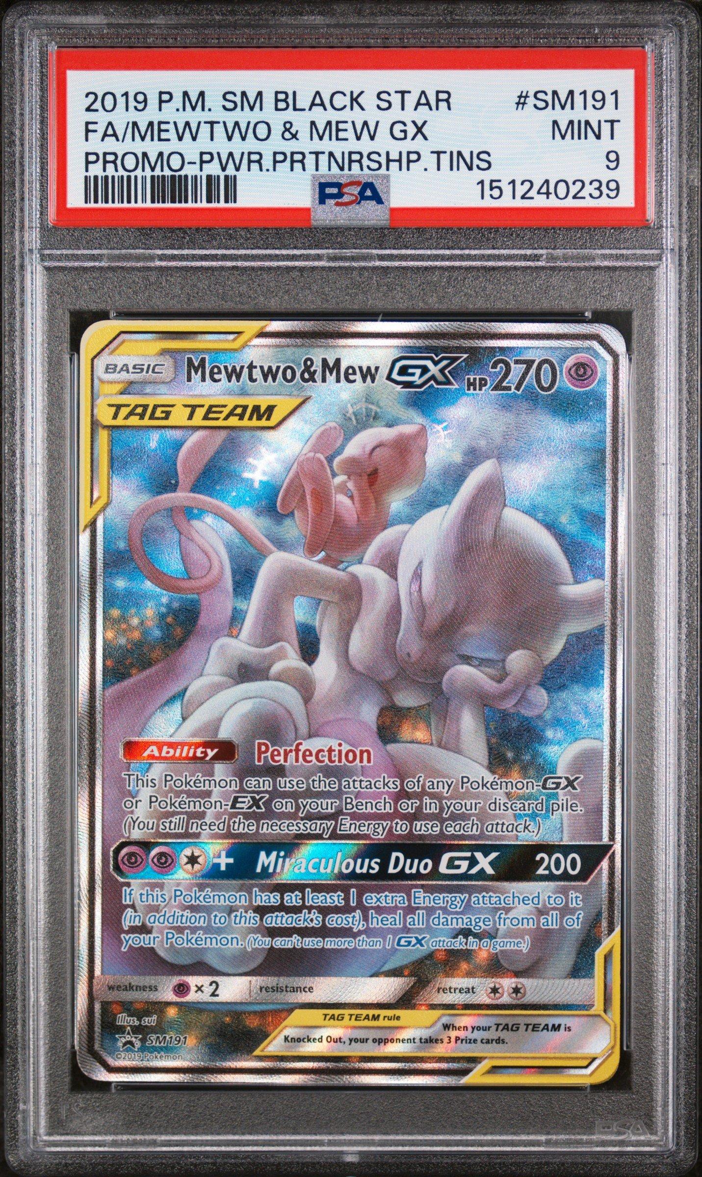 2019 Pokemon Sm Black Star Promo Sm191 Full Art/mewtwo & Mew Gx
