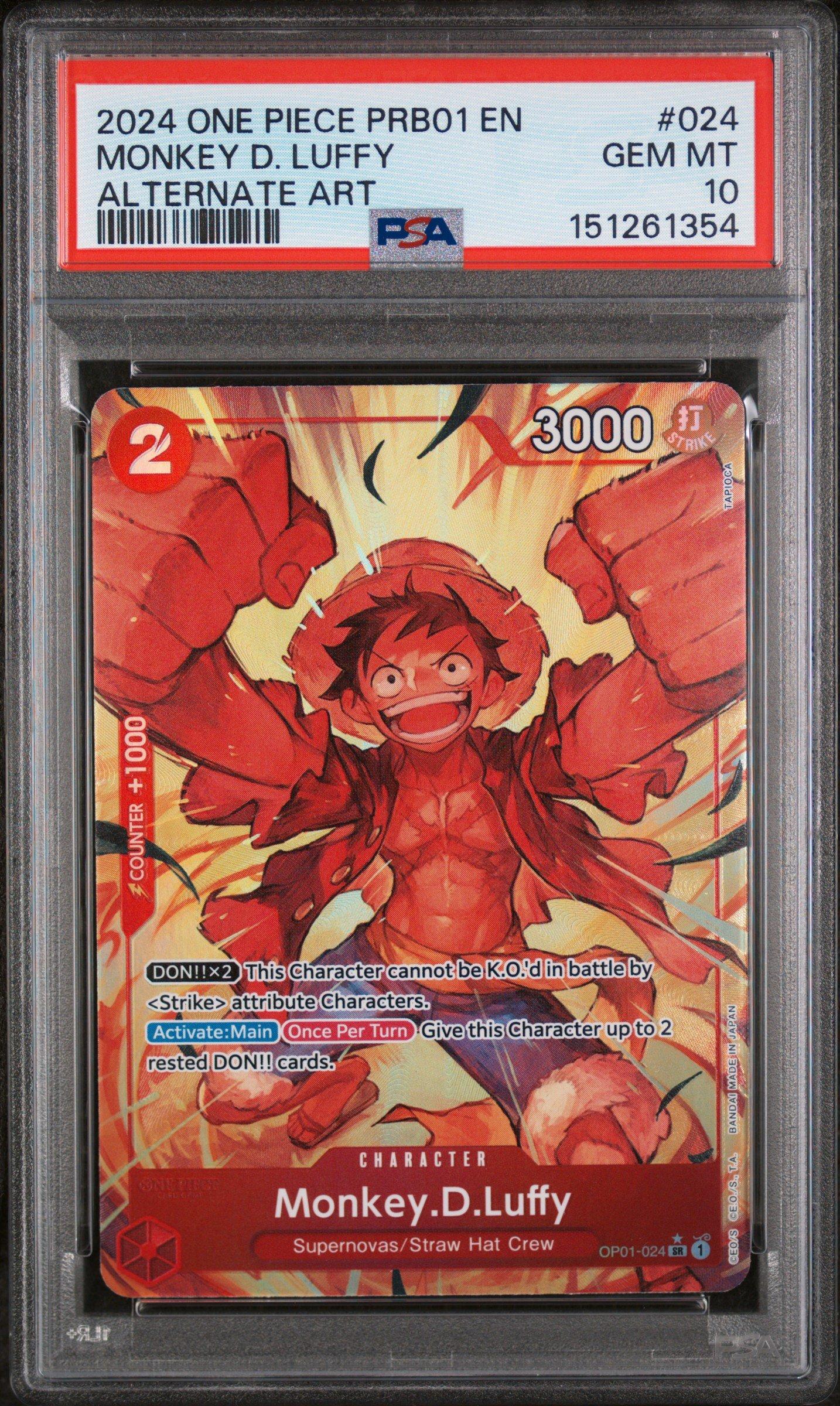 PSA10 PRB01 LUFFY ルフィ パラレル ALTERNATE ART 2024 One Piece Prb01-premium Booster -one Piece Card The Best- 024