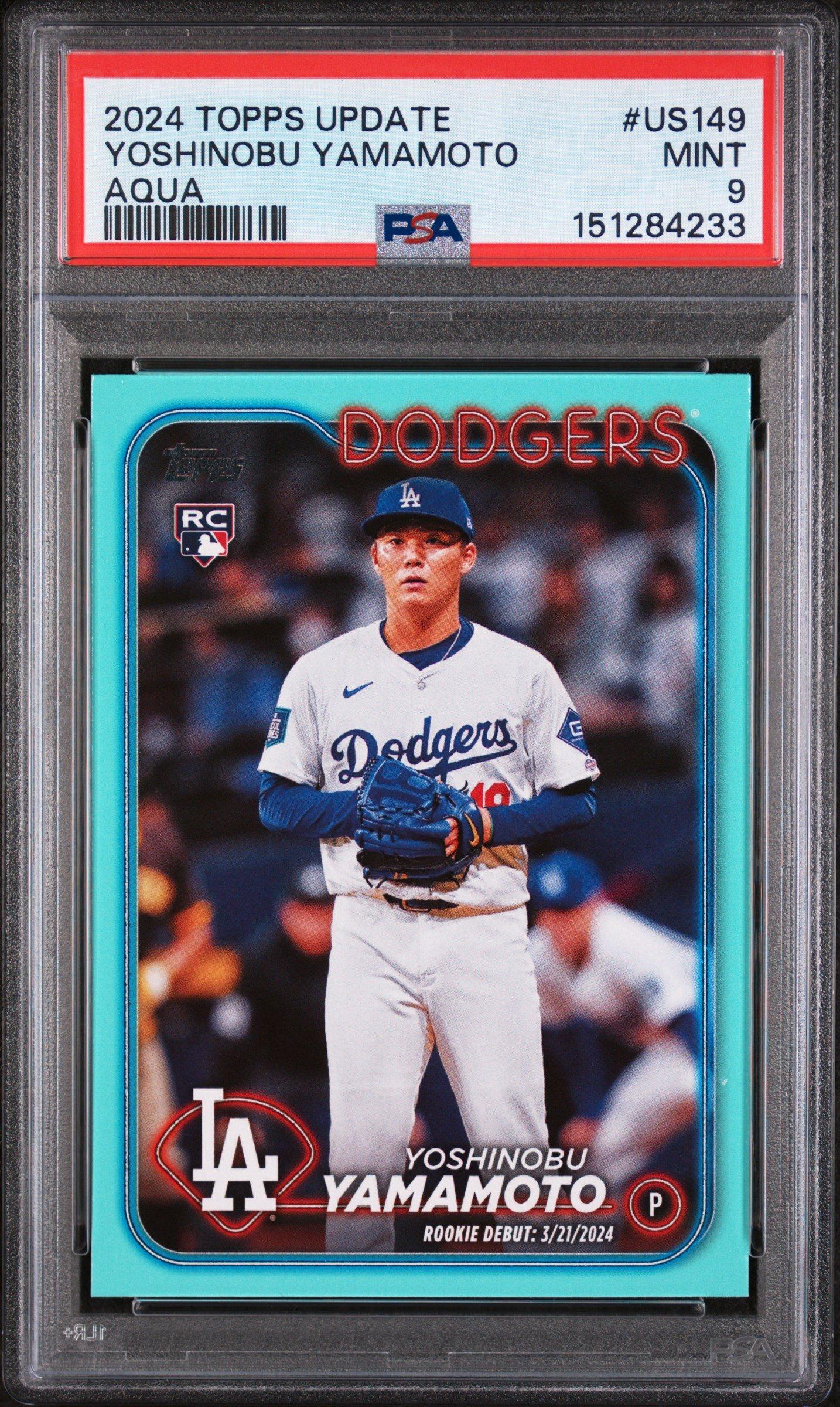 2024 Topps Update Us149 Yoshinobu Yamamoto Aqua PSA 9 Graded Card